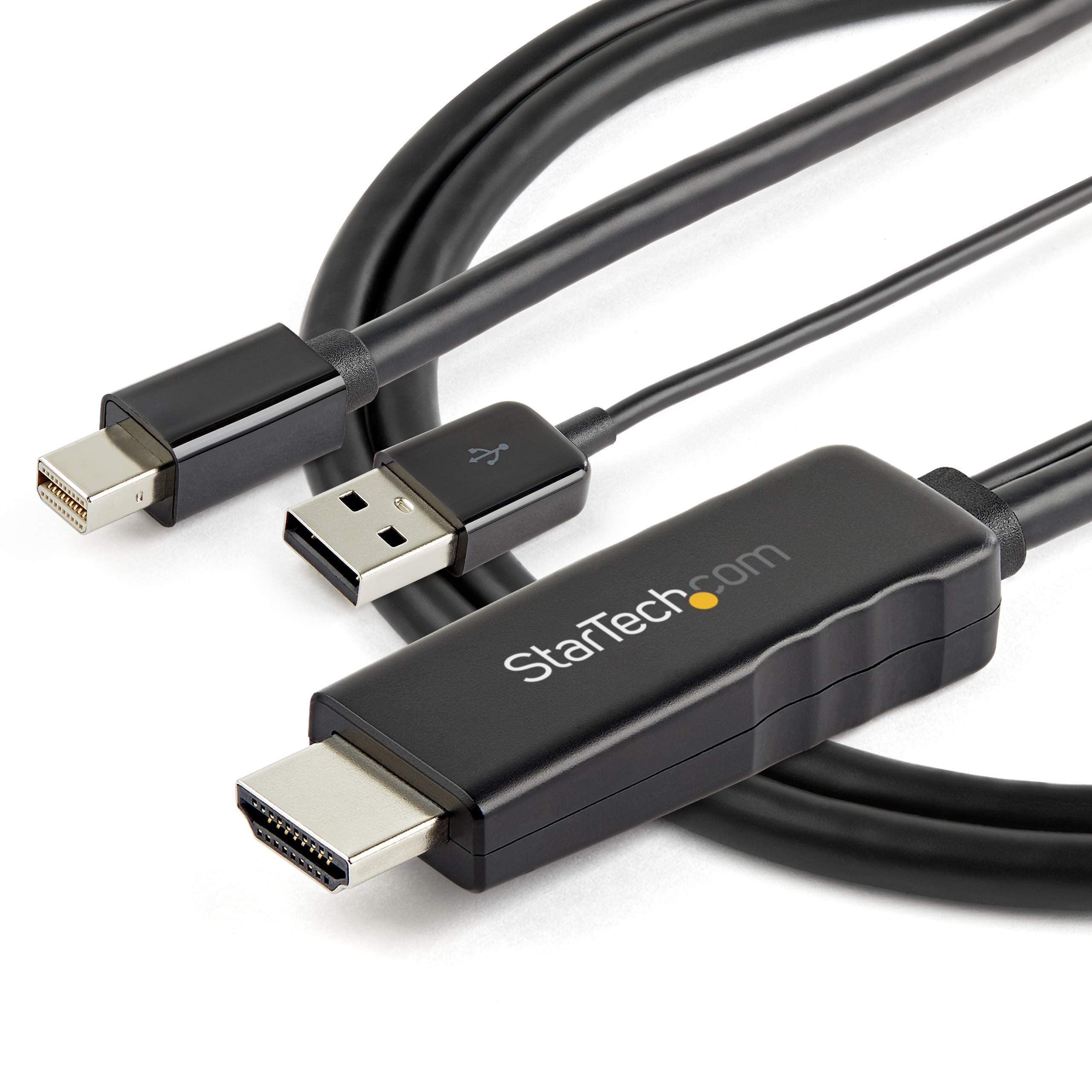 StarTech.com 6ft (2m) HDMI to Mini DisplayPort Cable 4K 30Hz - Active HDMI to mDP Adapter Converter Cable with Audio - USB Powered - Mac & Windows - Male to Male Video Adapter Cable (HD2MDPMM2M)