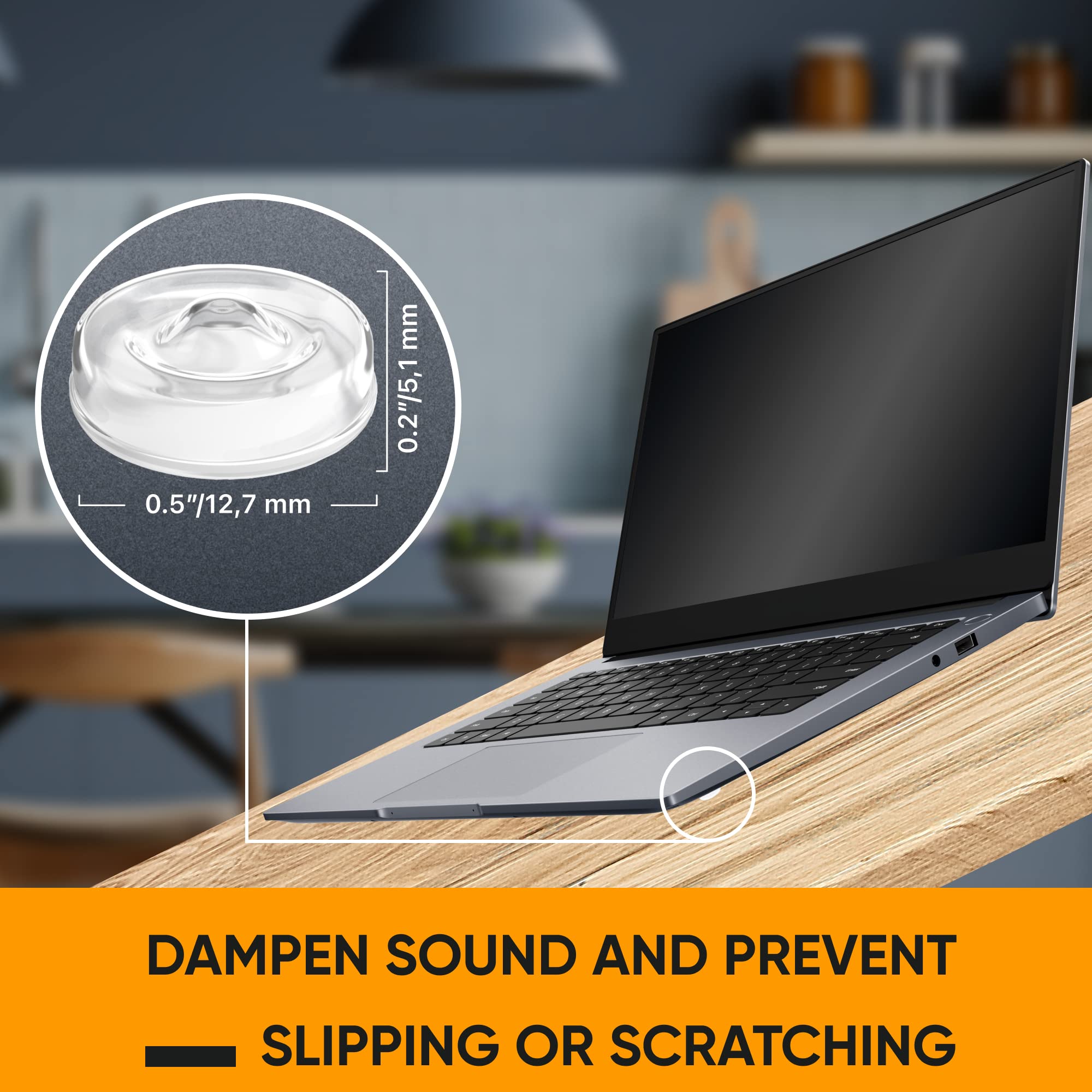 Vellax Cabinet Door Bumpers - Self Adhesive Pads, Cabinet Stoppers, Rubber Bumpers for Drawers, Cupboards, Cutting Boards, Glass Tops, Picture Frames, Kitchen Furniture