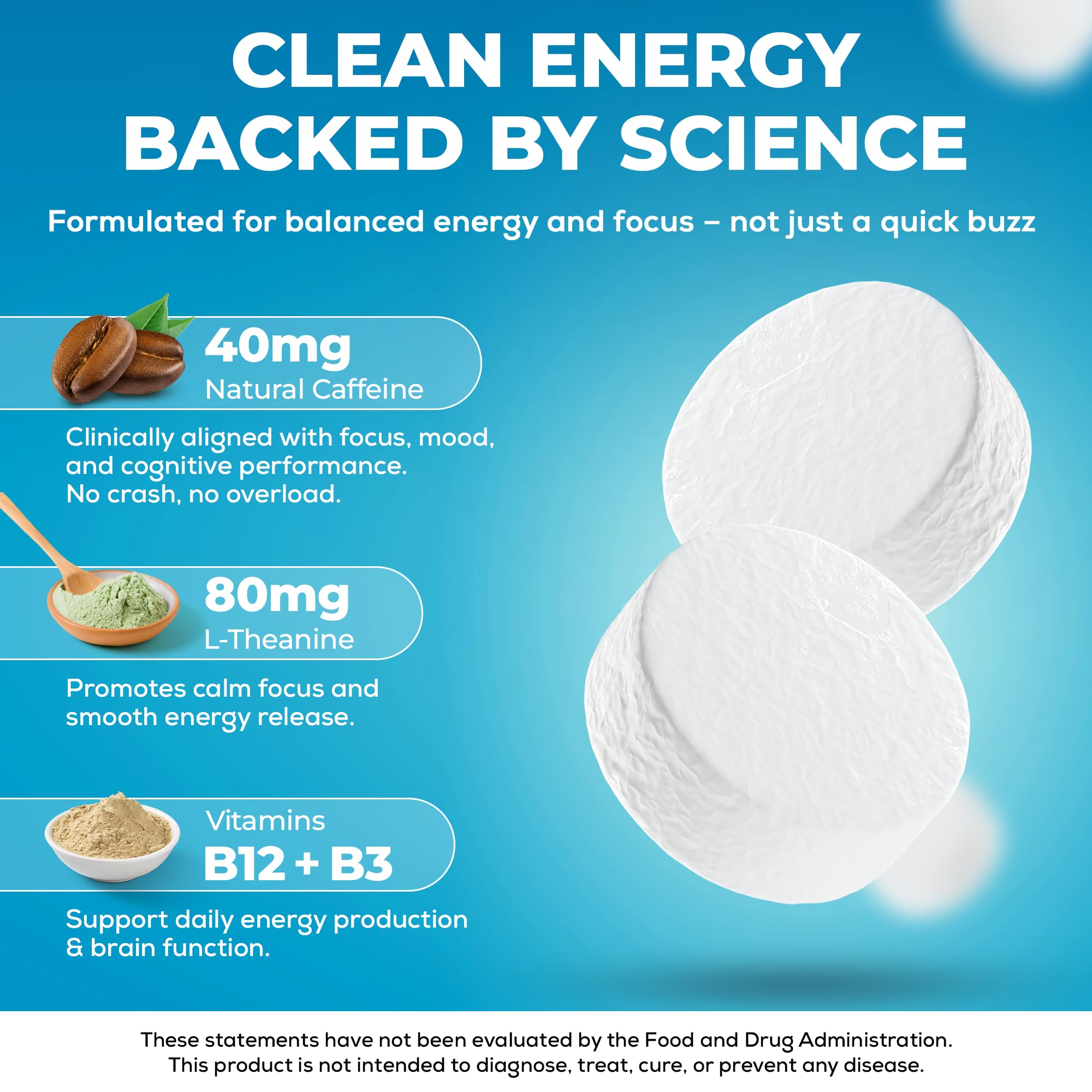 UPLIFE Energy and Focus Gum 90 Pcs – Made in USA - Peppermint Gum Flavor – Natural Caffeine Gum Coffee Alternative - Organic Gum with 40mg Caffeine + 80mg L-Theanine + B3 & B12 - Suger Free, Non GMO