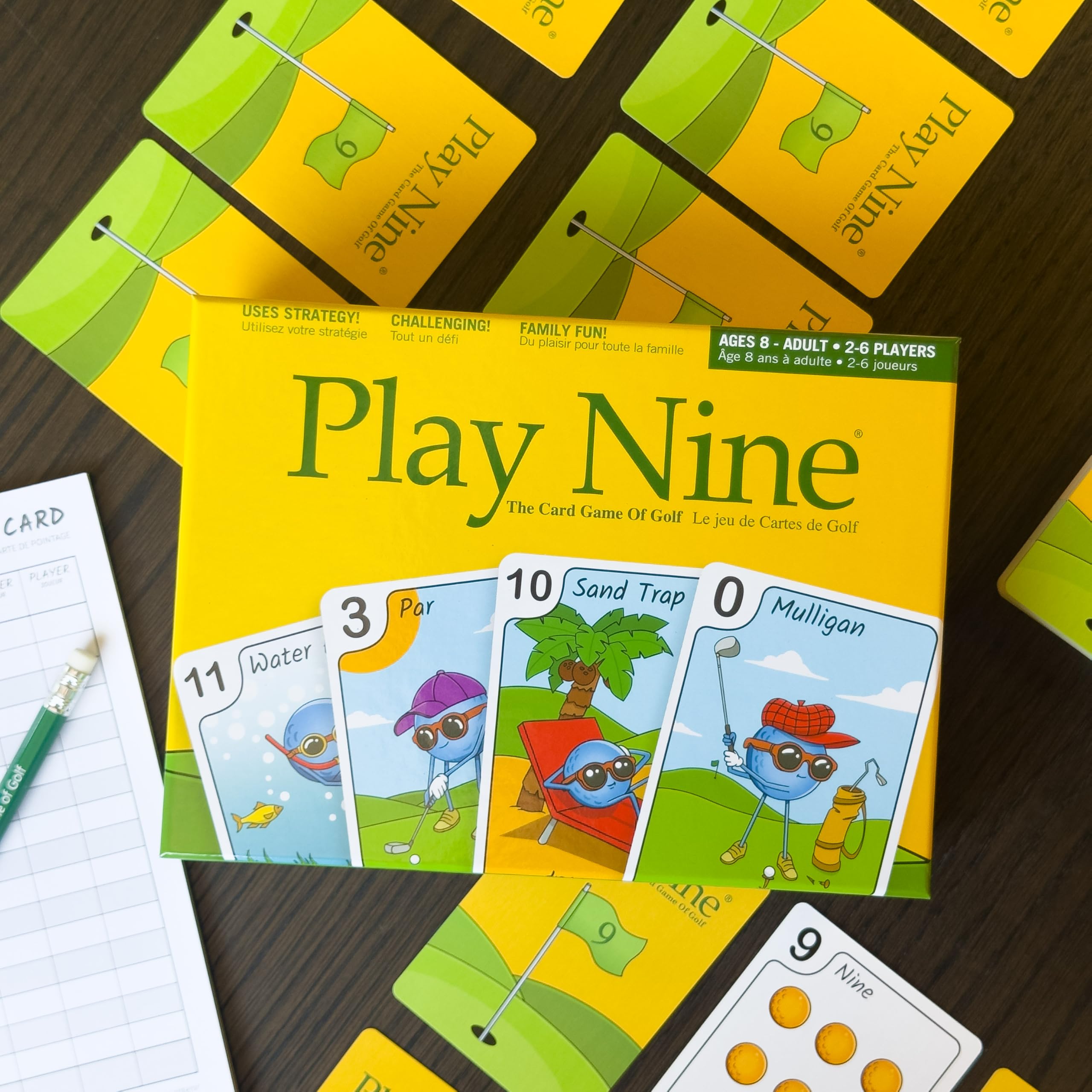 PLAY NINE - The Card Game for Families,Best Strategy Game For Couples, Fun Game Night Kids, Teens and Adults, The Perfect Golf Gift