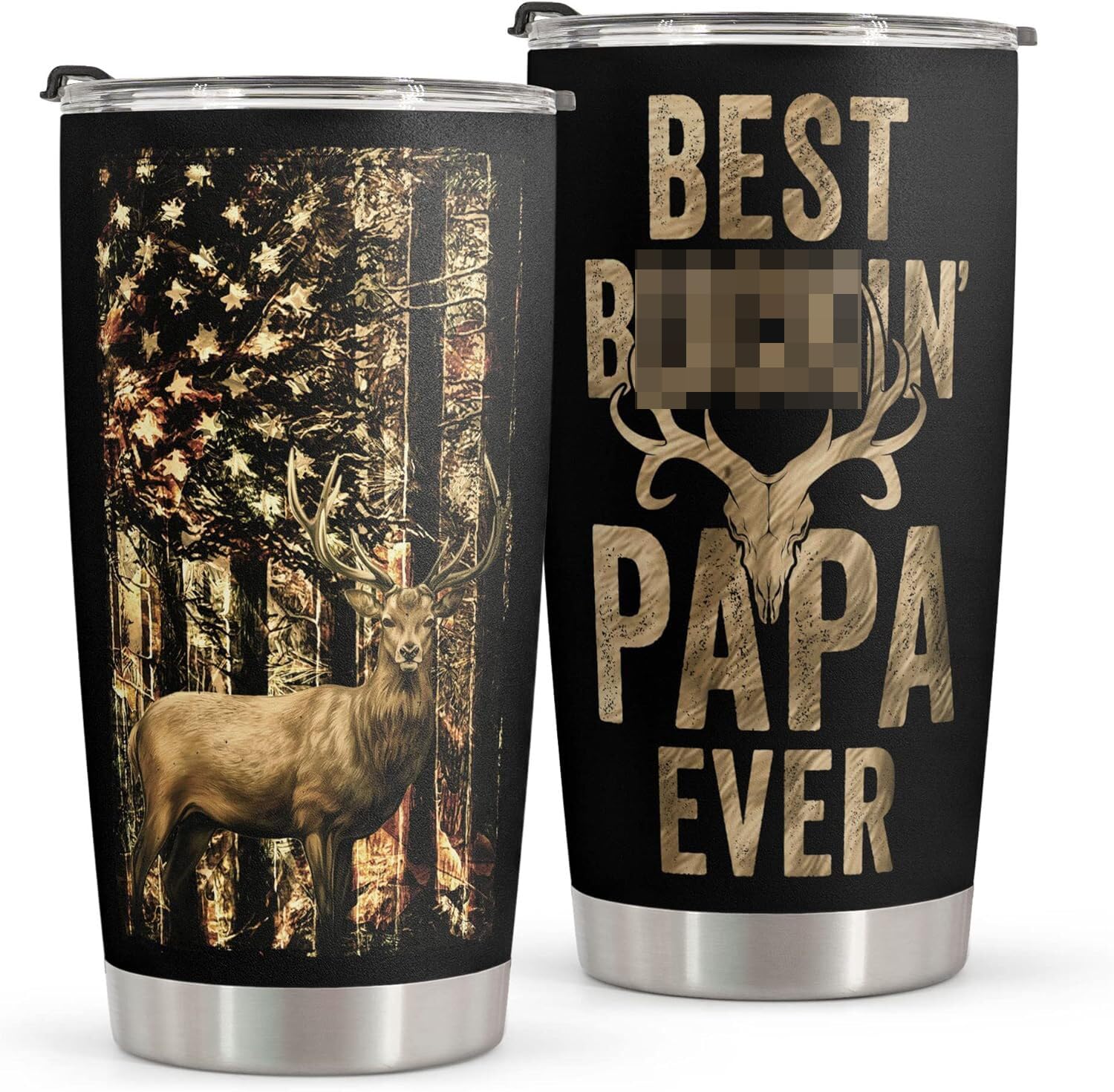 Macorner Hunting Gifts for Men - Stainless Steel Tumbler 20oz for Father - Best Papa Ever - Gifts for Men Dad Papa Husband - Fathers Day & Birthday Gift for Dad from Daughter Son - Gifts for Hunters