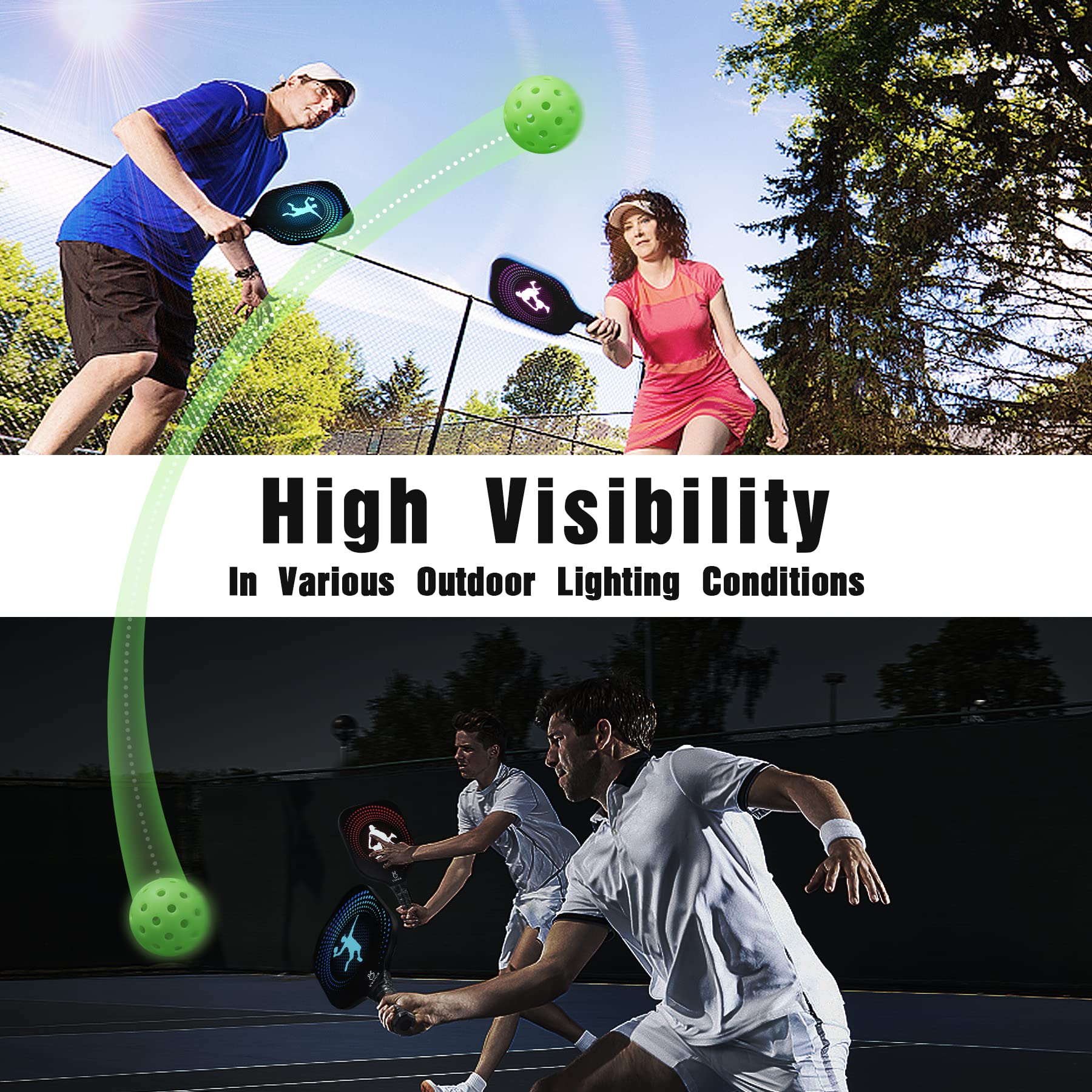 Vvinca Outdoor Pickleball Balls 6 Packs, Meet USAPA Requirement 40 Holes Pickleball.