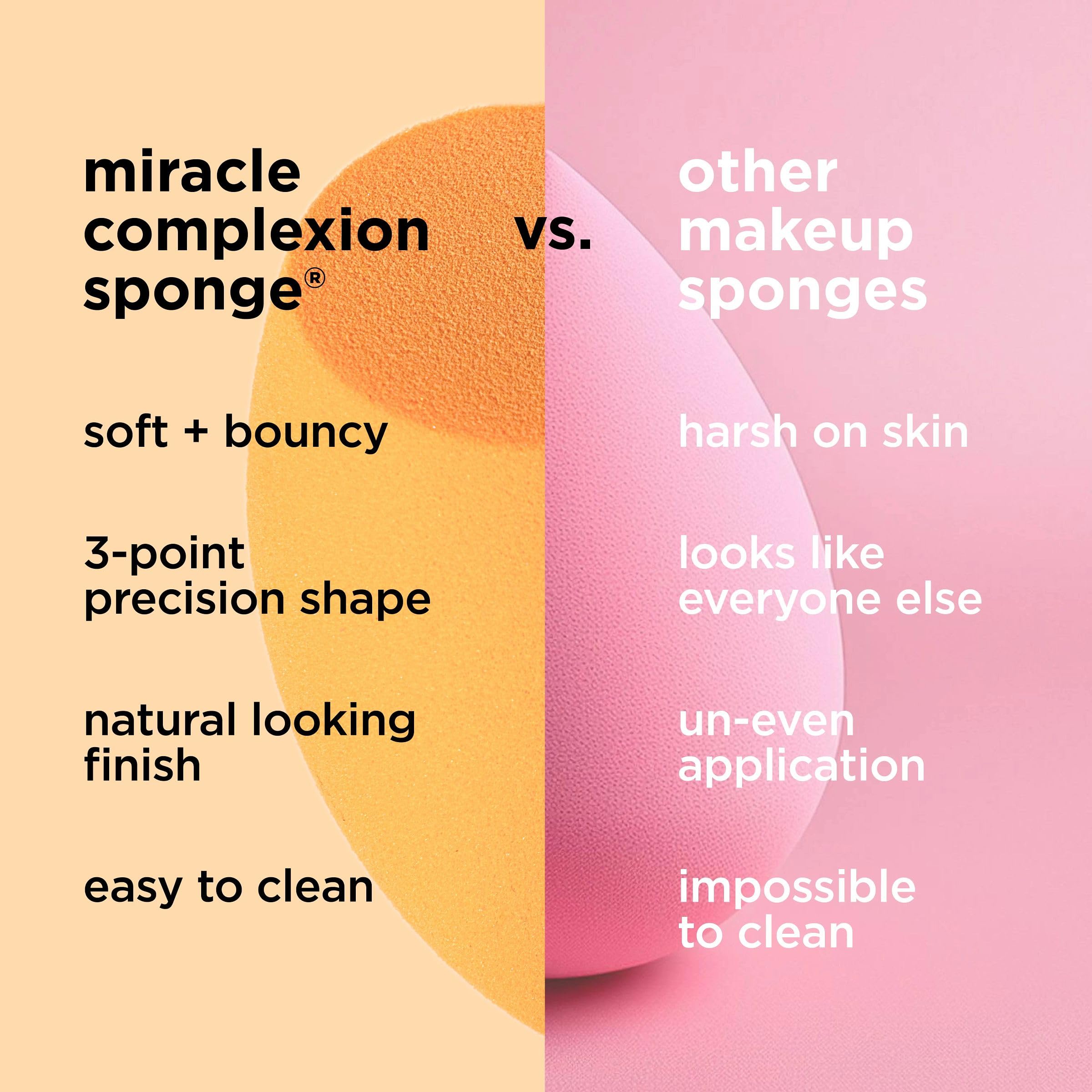 Real Techniques Miracle Complexion Sponge, Makeup Blender for Liquid and Cream Foundation, Full Coverage, Streak-Free Professional Makeup Tool, Cruelty Free, Vegan, Latex Free, 4 Count