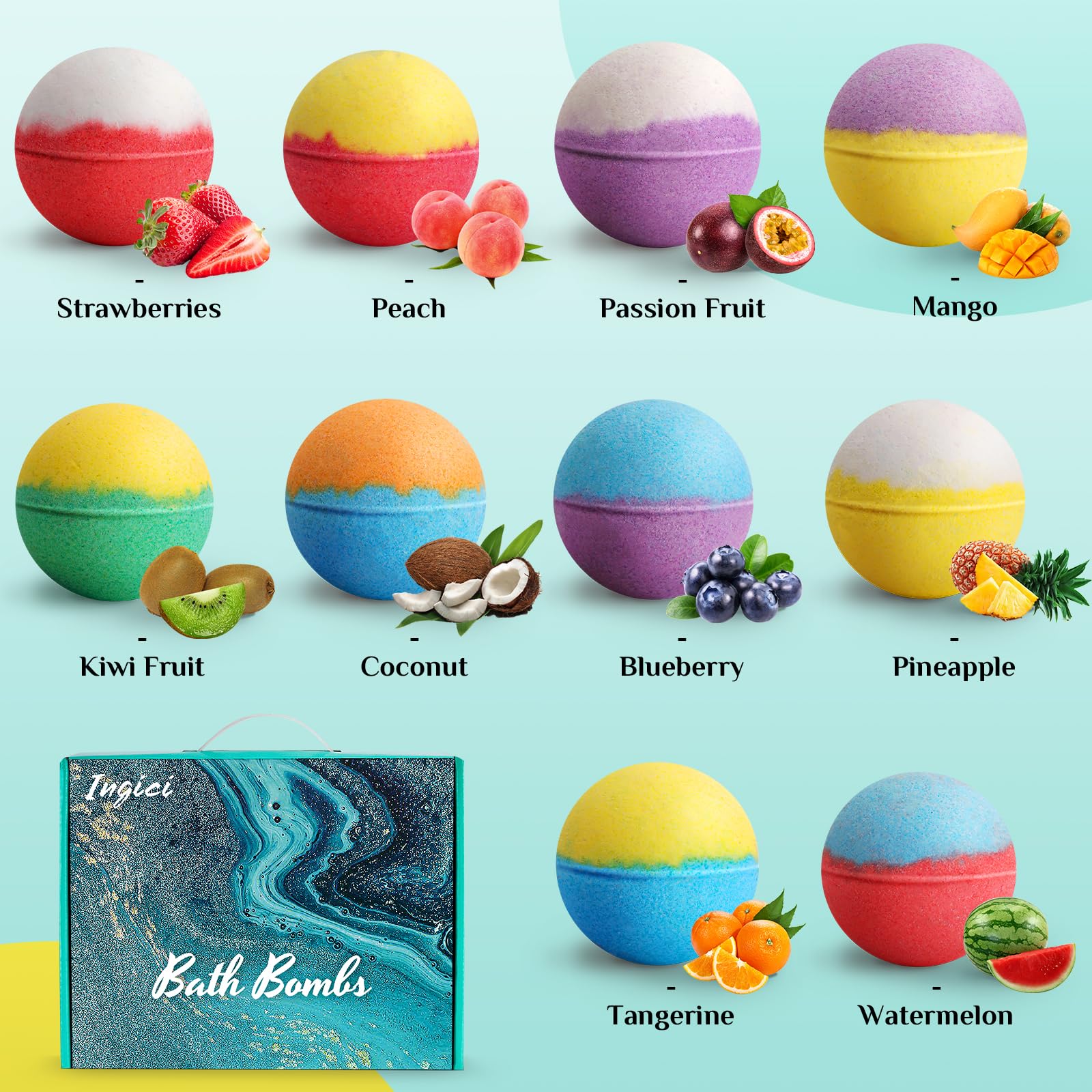 Ingici Bath Bombs Gift Set - 20Pcs Bath Bombs for Women, Christmas Gifts for Women, Birthday Gifts for Women, Christmas Stocking Stuffers for Women