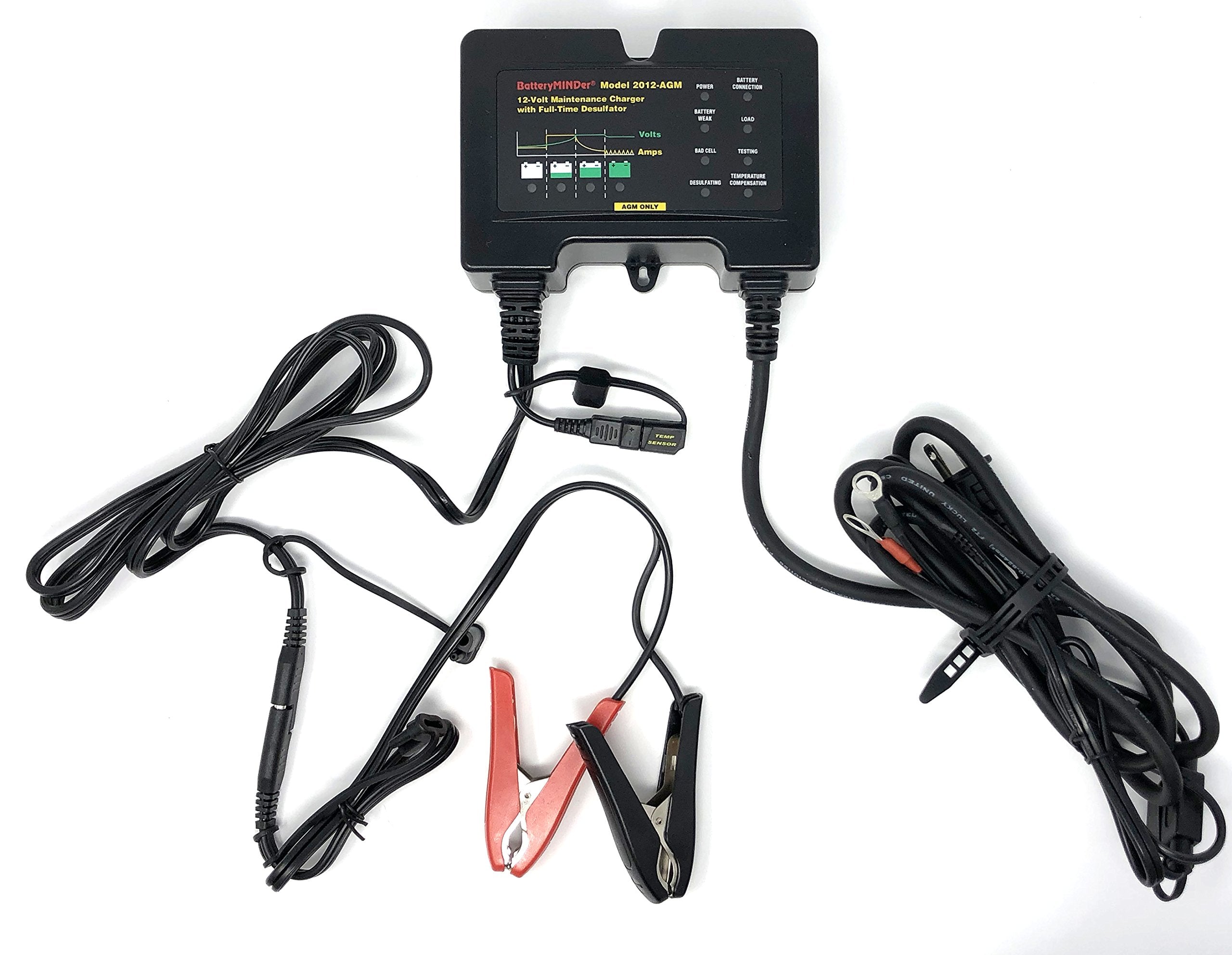 BatteryMINDer 2012-AGM - AGM Batteries Only - 12 Volt-2 Amp Battery Charger, Battery Maintainer, and Battery Desulfator for Odyssey, Optima * AGM Lead-Acid Batteries