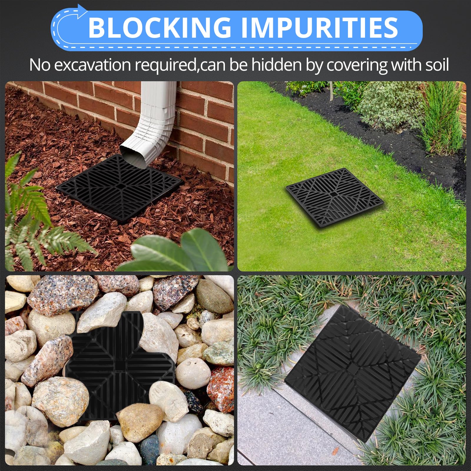 CAMWAY Gutter Downspout Extensions 14 to 55inch,Sturdy Catch Basin Low Profile Rain Drain Downspout Extender,Flexible Rainwater Sink Downspout Extension Pipe,No Dig