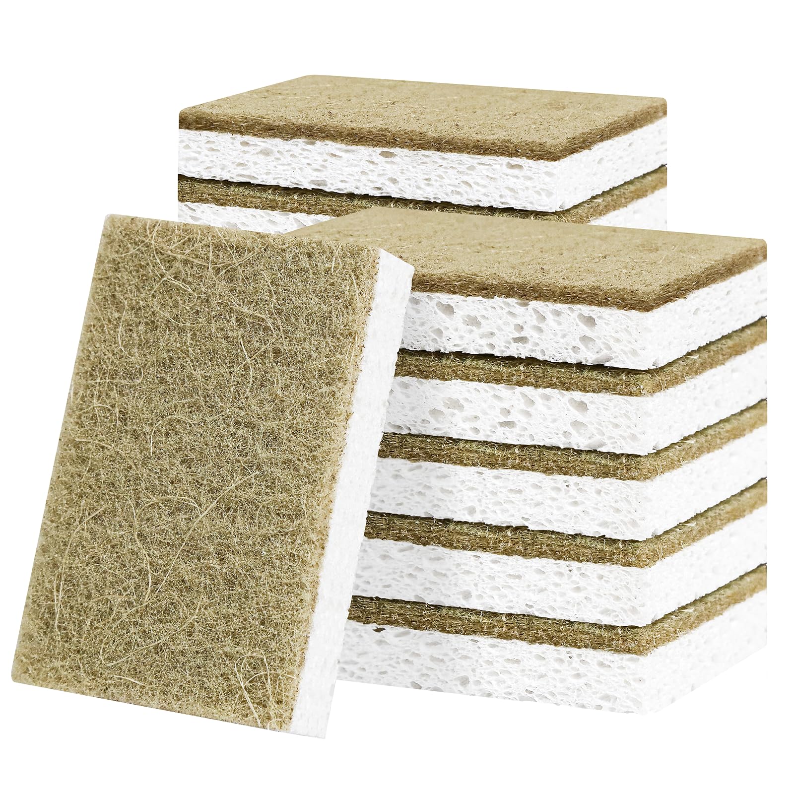 RNOAFMU Natural Kitchen Sponges, 12 Pack Non-Scratch Sponges for Dishes, Biodegradable Scruber Sponges Kitchen for Cleaning, Household