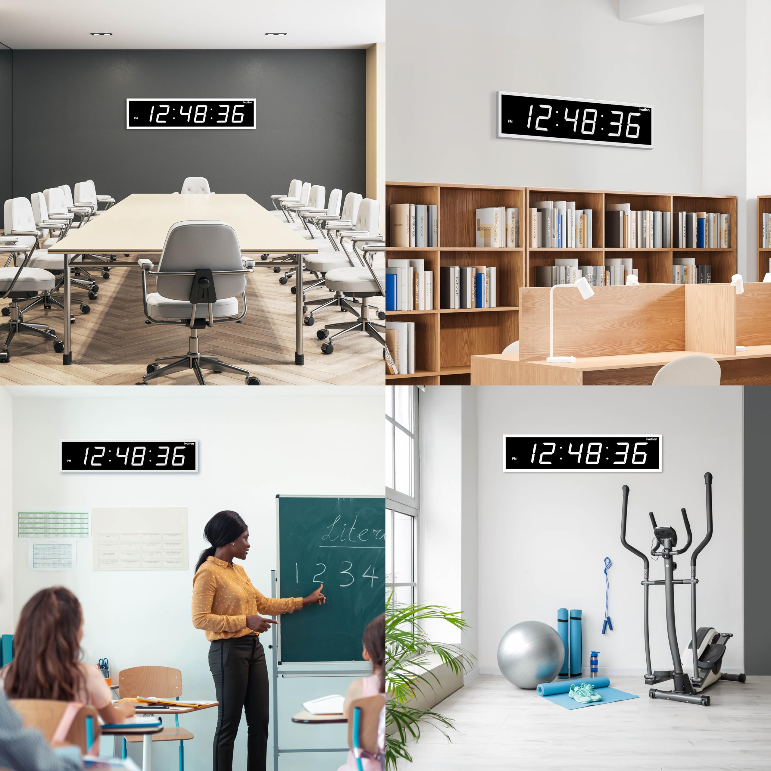 Ivation Oversized Large Digital Wall Clock - Big LED Digital Clock w/Large Display, Shelf or Wall Mount (36 Inch - White) 6 Brightness Levels | Time Memory | Remote, Mounting Holes & Hardware