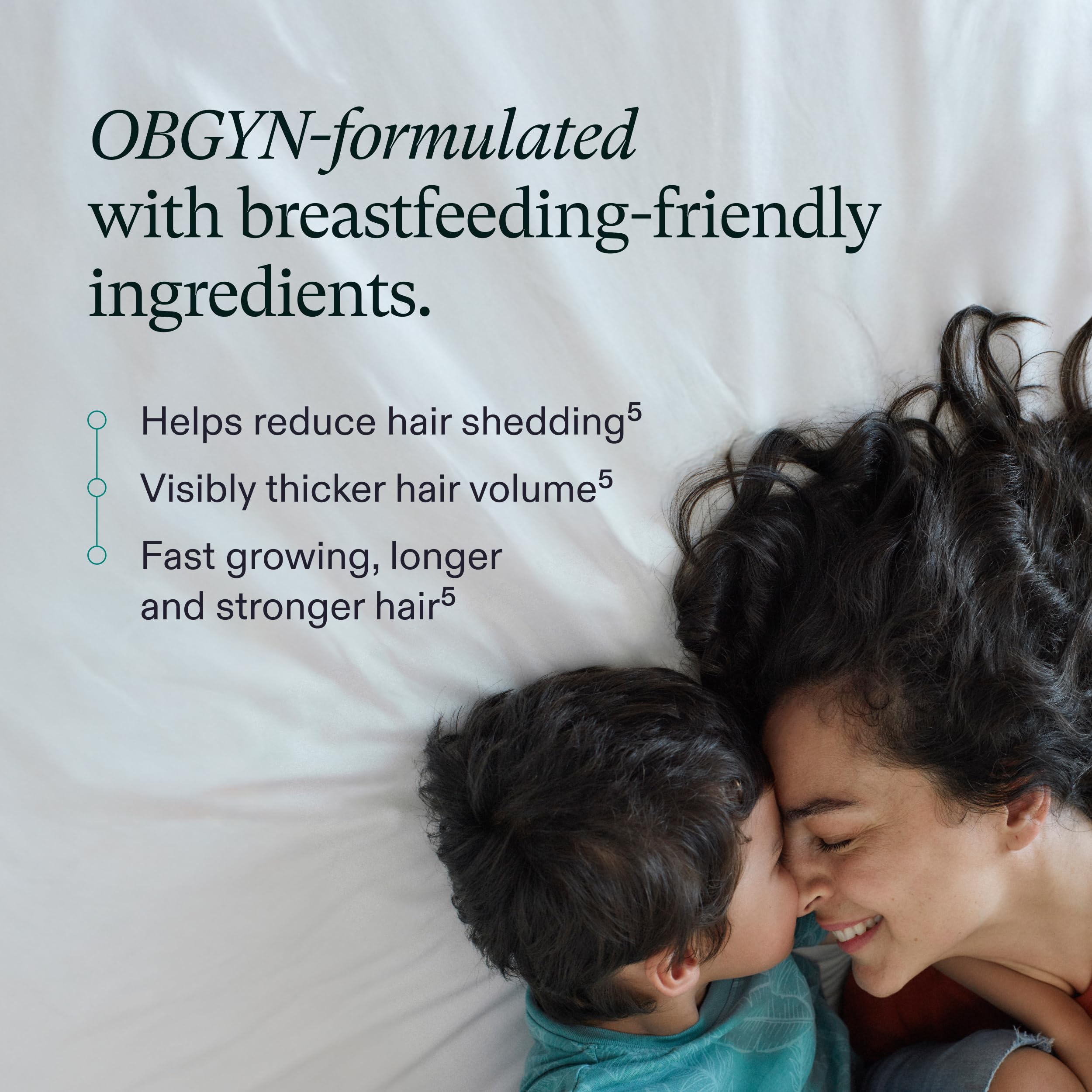 Nutrafol Postpartum Hair Growth Supplements, Clinically Tested for Visibly Thicker Hair and Less Shedding, Breastfeeding-Friendly - 2 Month Supply, 2 Refill Pouches
