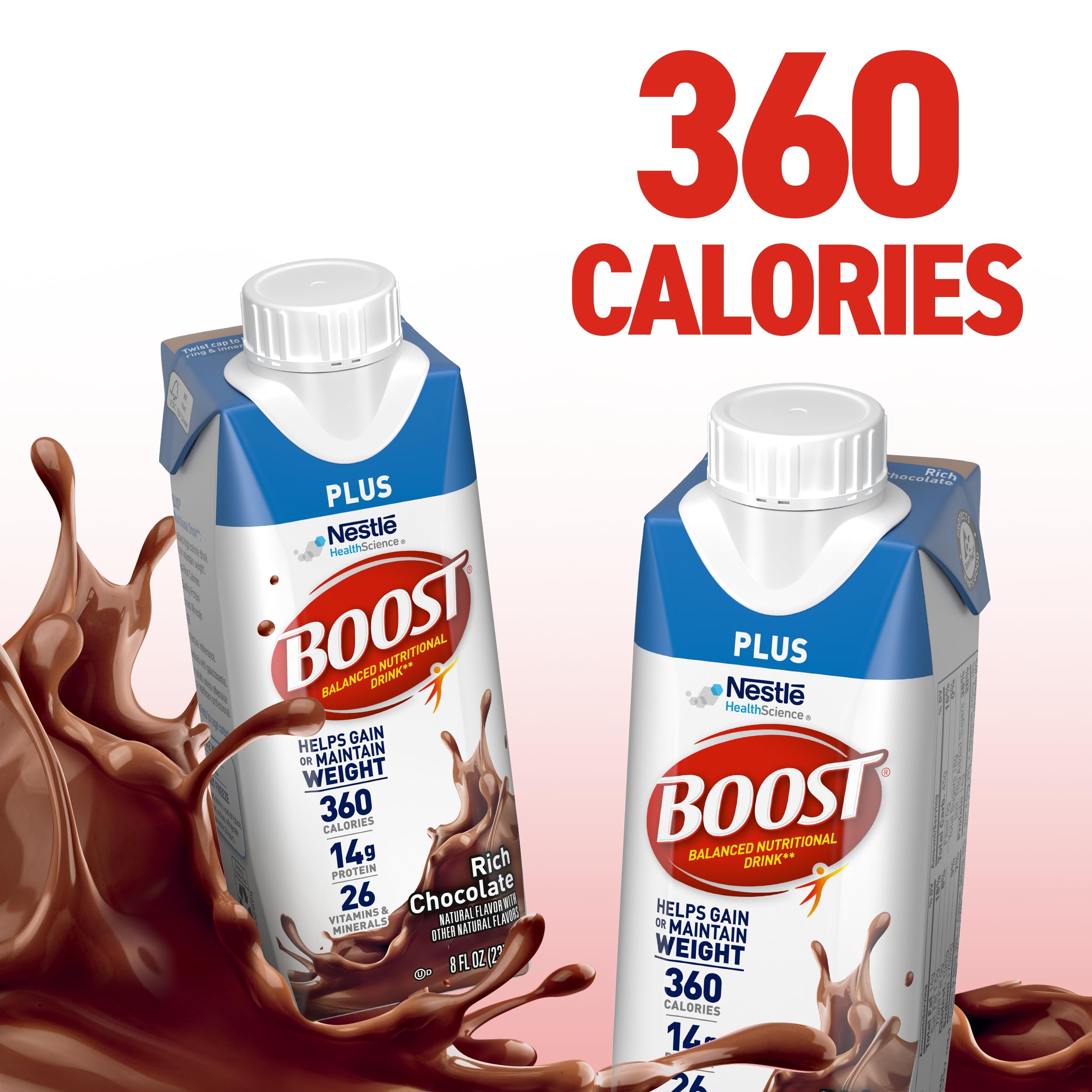 BOOST Plus Ready to Drink Balanced Nutritional Drink, Rich Chocolate, 8 Fl Oz (Pack of 24)