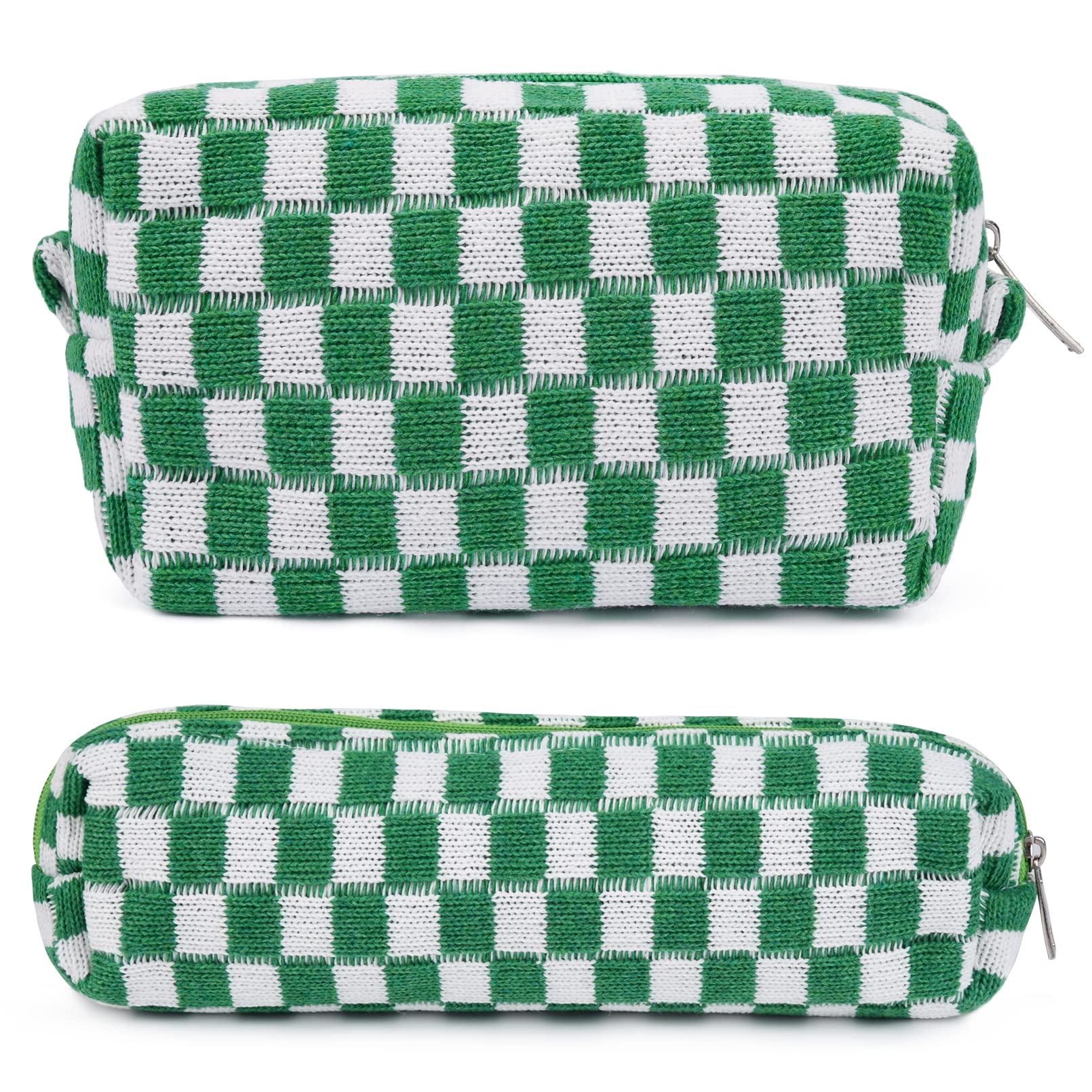 SOIDRAM Checkered Makeup Bag and Brush Storage Bag - Large Capacity Cosmetic Bag and Travel Toiletry Organizer