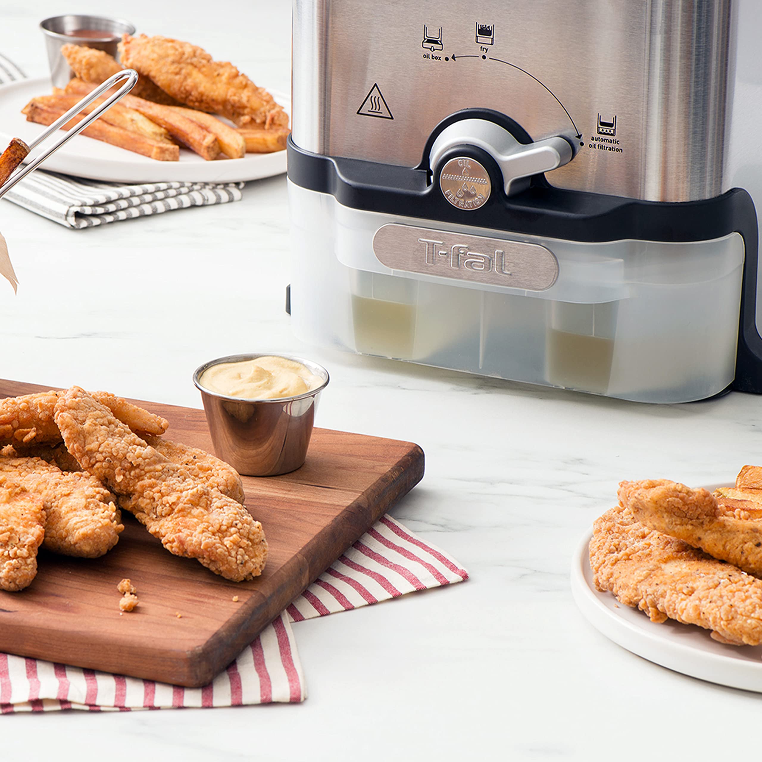 T-fal 3.5L Deep Fryer with Basket, 1700W, Oil Filtration, Temp Control, Digital Timer, Dishwasher Safe Parts