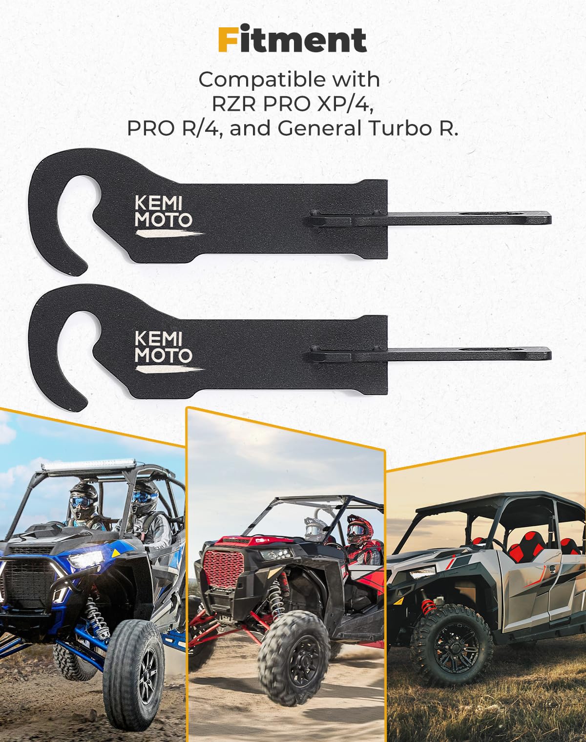 KEMIMOTO 4.5"Door Latches Compatible with 2020-2025 RZR PRO XP/4,and General Turbo R 2PC Anti-Rust, Easy-to-Install Latches with Vent Extender for Increased Air Circulation