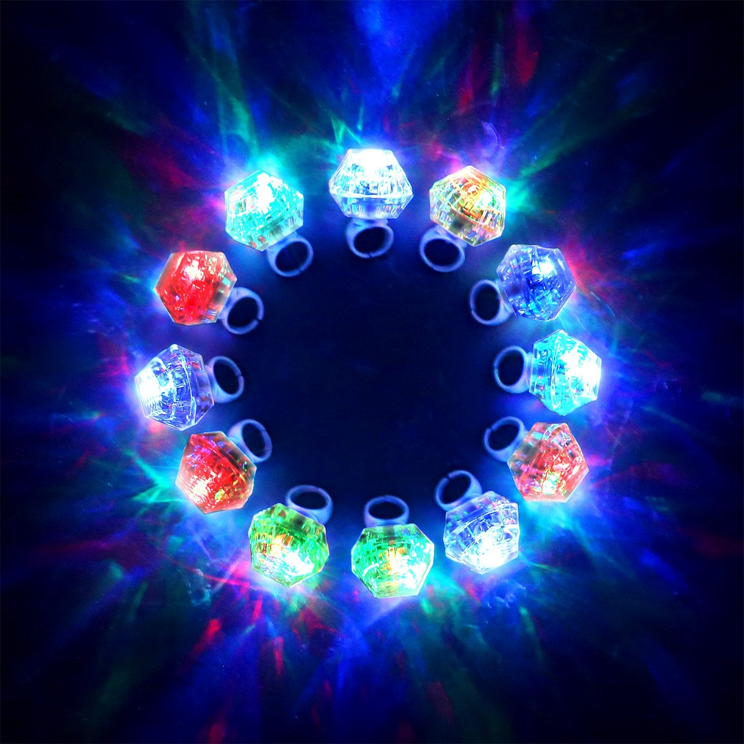 Konsait Flashing Led Light up Rings Bachelorette Party Favors Toys Grow in The Dark Party Suppiles Diamond Bling Rings for Birthday Weddings Bridal Shower Decorations (13pcs)