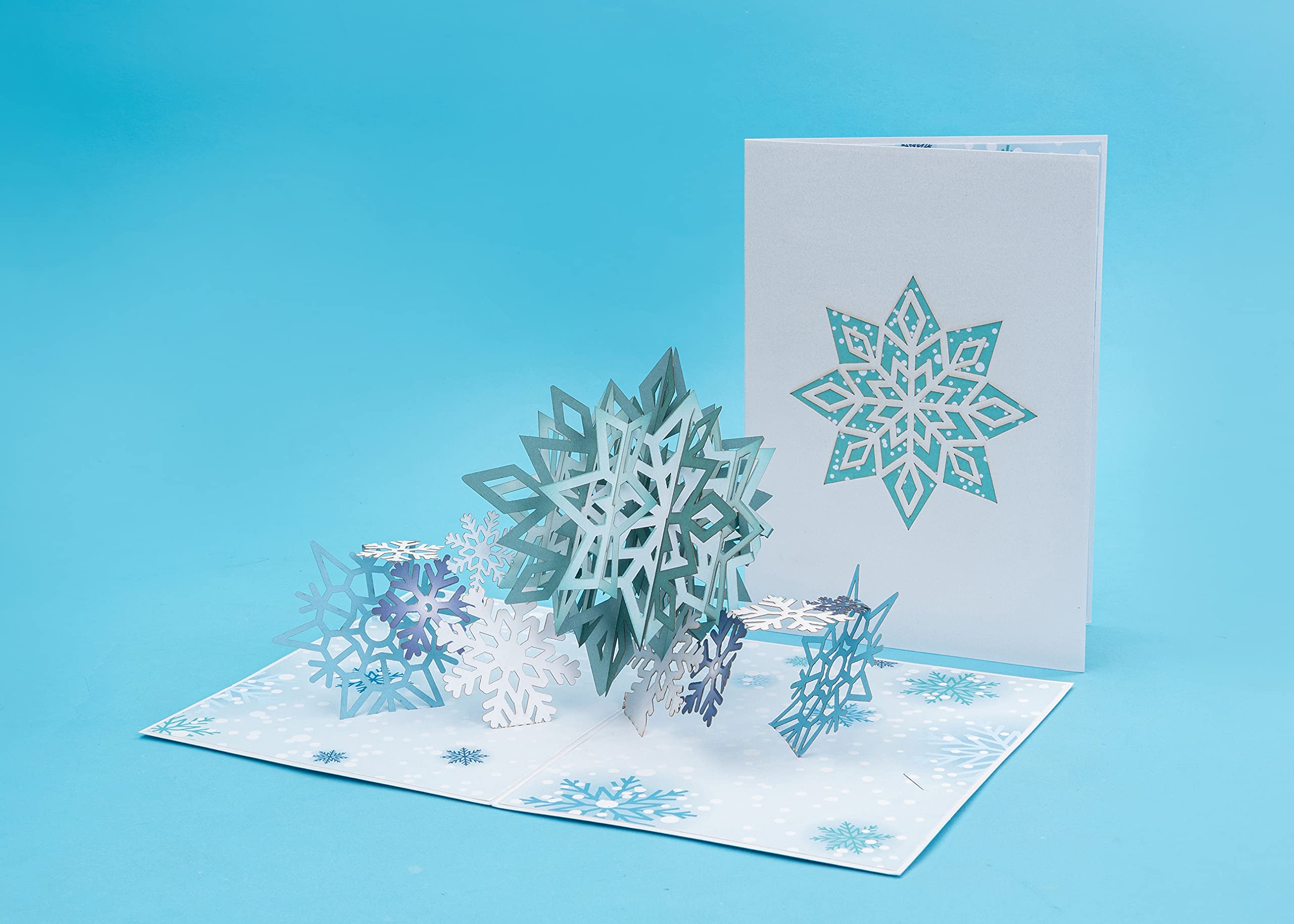 Paper Love 3D Snowflakes Pop Up Card, Gift for Winter, Christmas or Holidays, 5" x 7" Cover - Includes Envelope and Removable Note Tag