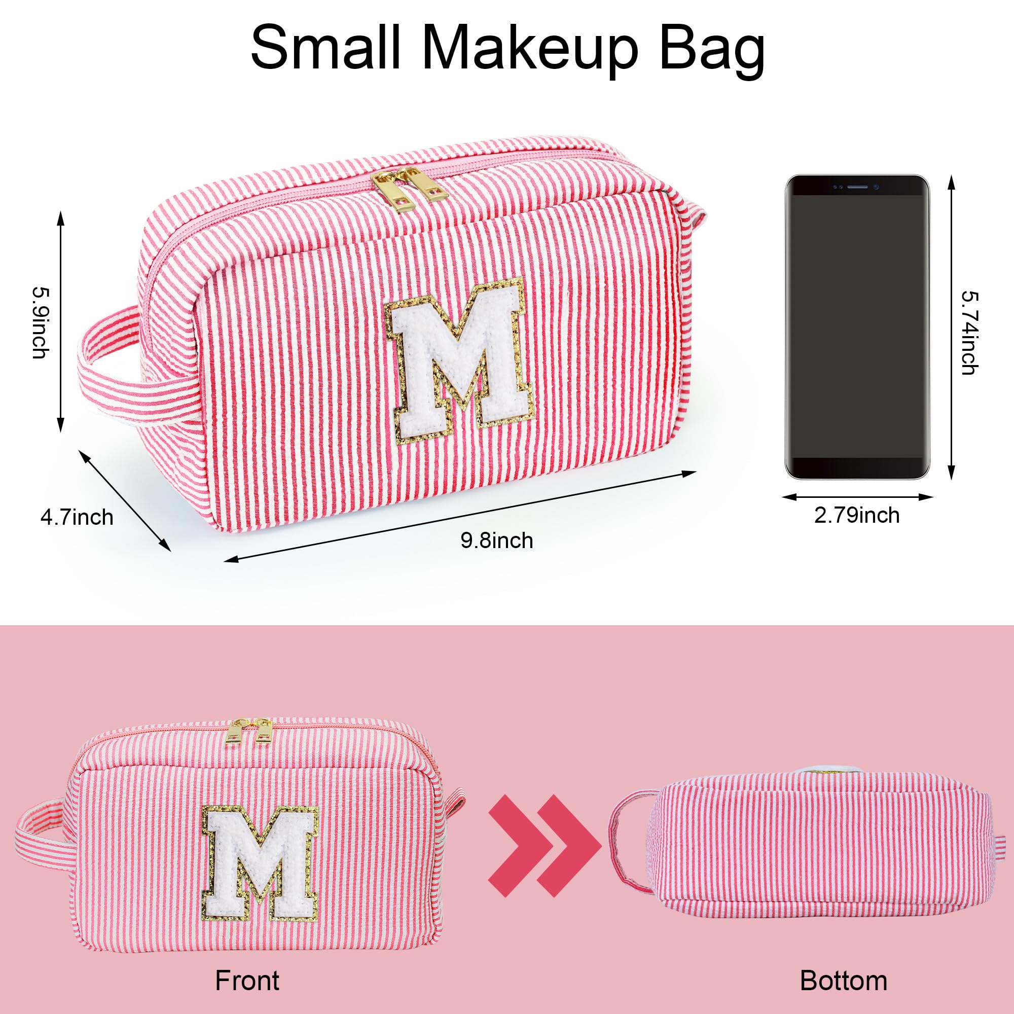 YOOLIFE Gifts for Teen Girls - Valentines Day Gifts for Kids, Gifts for 5 6 7 8 9 10 11 12 13 14 15 16 Year Old Birthday Gifts, Teen Girl Gifts Trendy Stuff, Teenage Girl Gifts, Initial Makeup Bag M