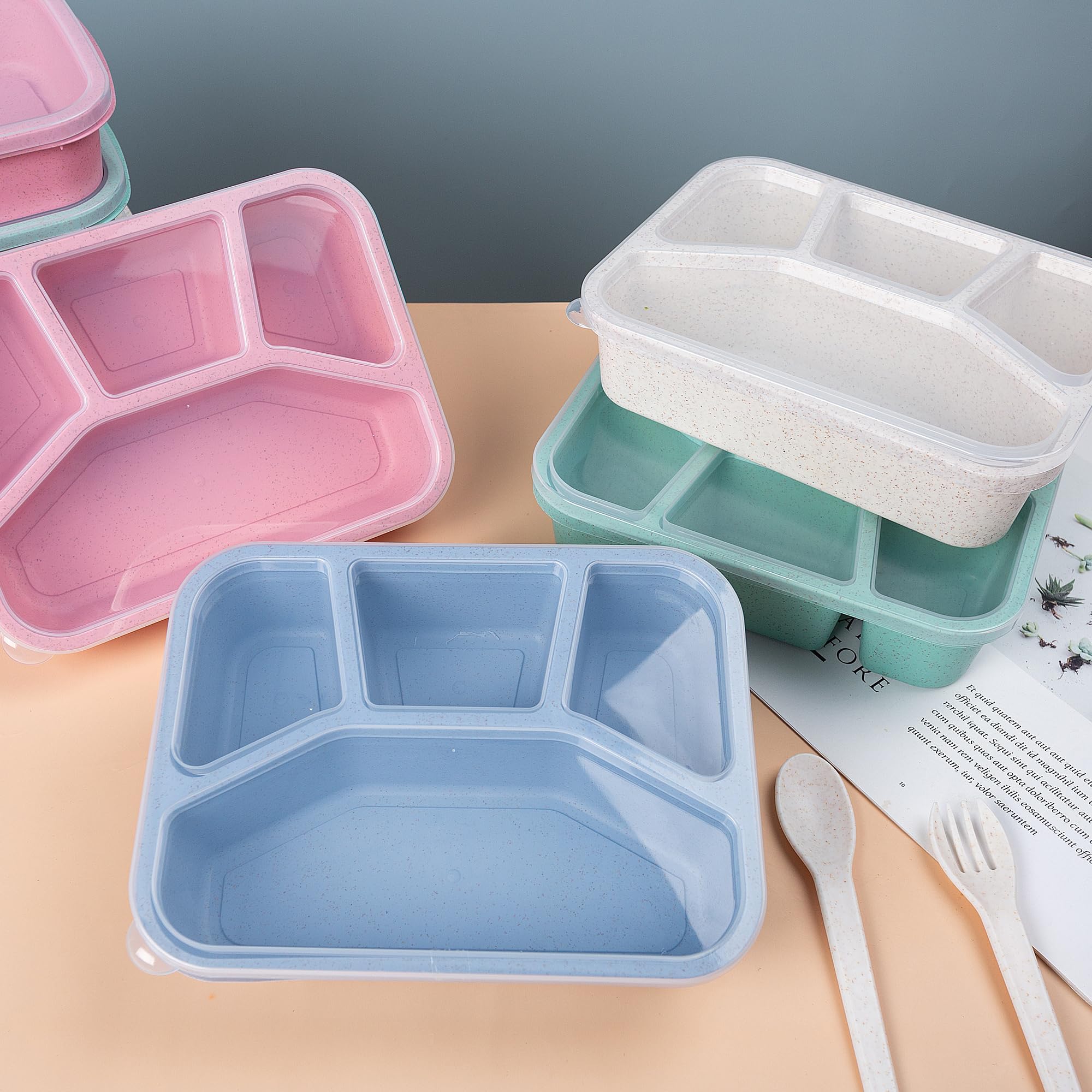 Lunchable Container - 4 Pack Bento Lunch Box, 4-Compartment Snackle Box Container for School Work Travel, Bento Box for Kids, Microwave Dishwasher Safe Bento Box Adult