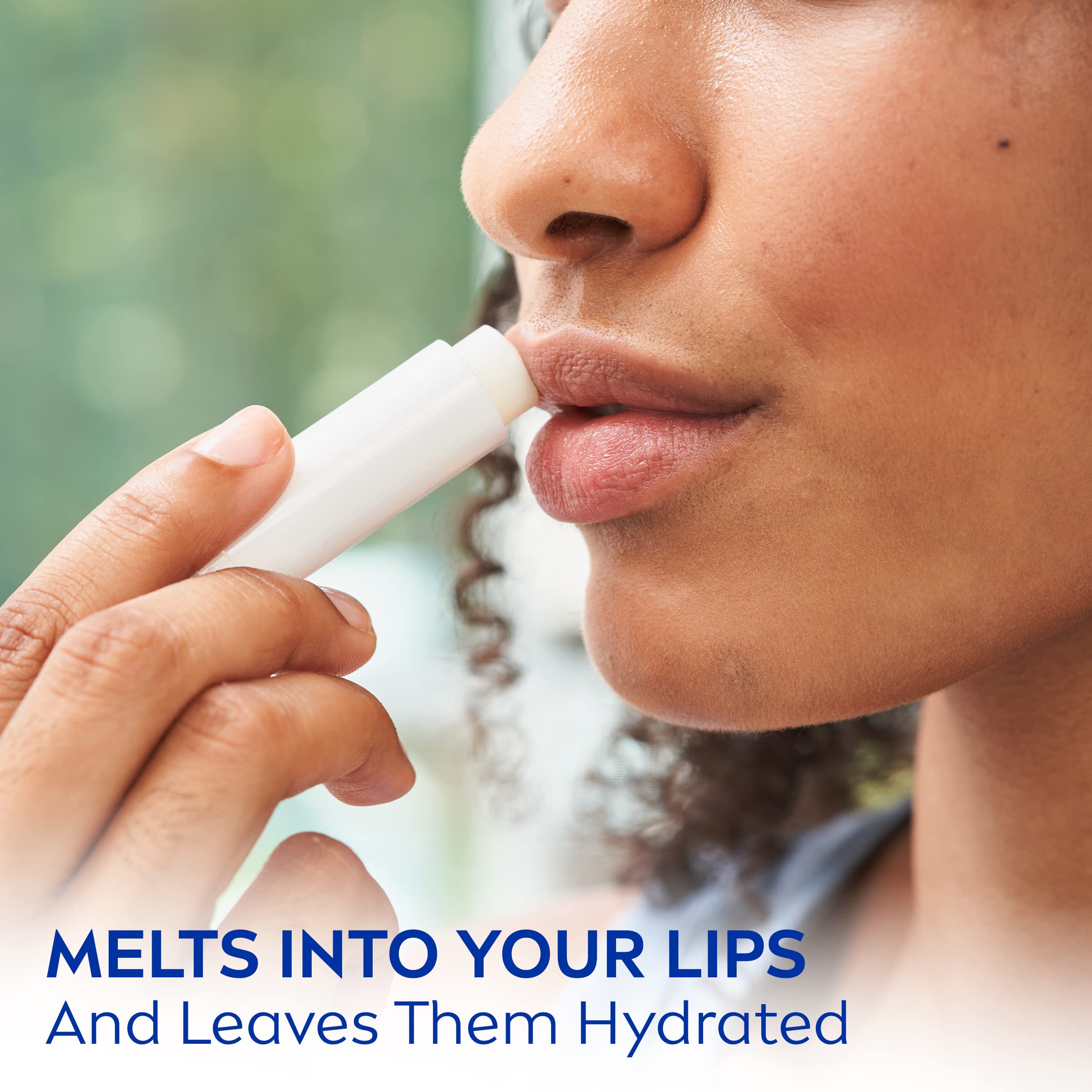 NIVEA Moisture Lip Care, Hydrating Lip Balm with Shea Butter, Nourishing Oils and Vitamin C & E, 3-in-1 Moisture, Repair (for Dry Lips) and Nourish, 0.17 Oz Stick, Pack of 4