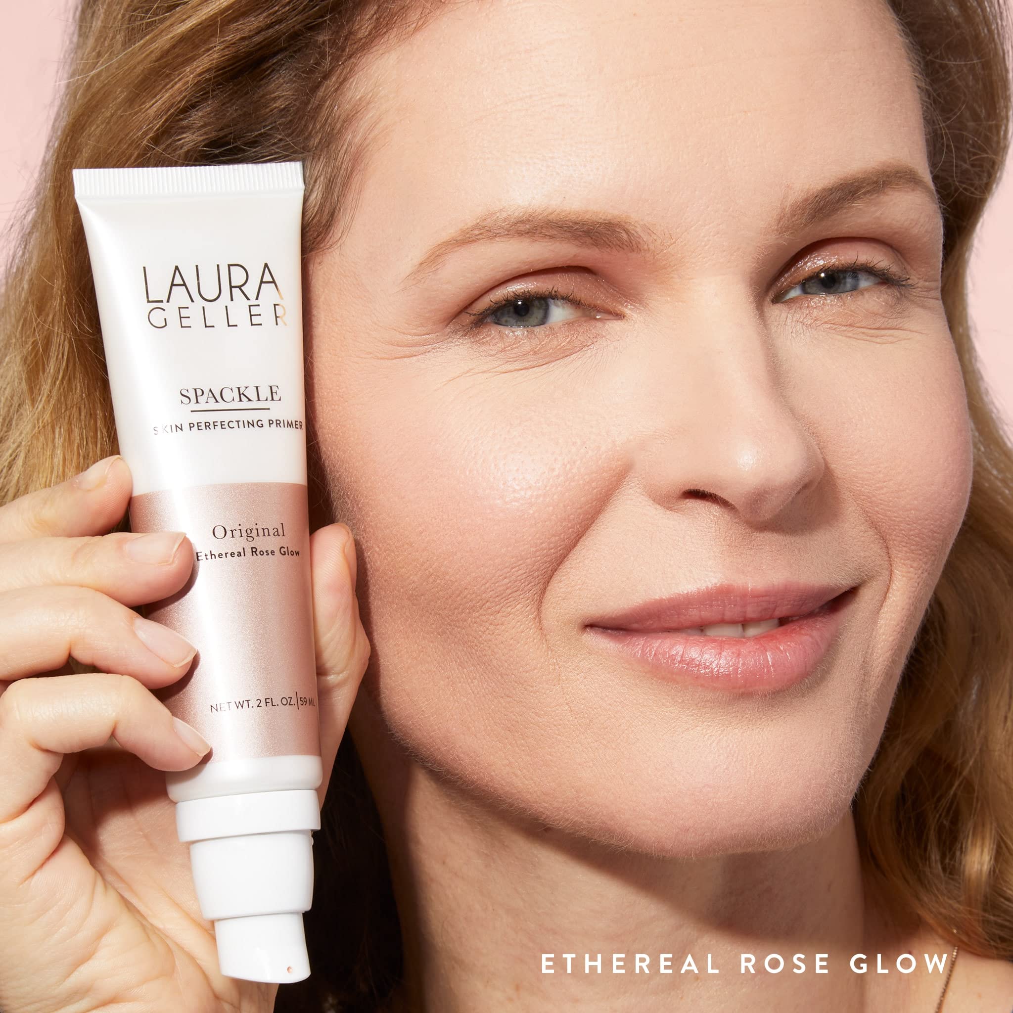 LAURA GELLER NEW YORK Spackle Primer - Ethereal Rose Glow - Super-Size 2 Fl Oz - Hyaluronic Acid Makeup Primer for Mature Skin