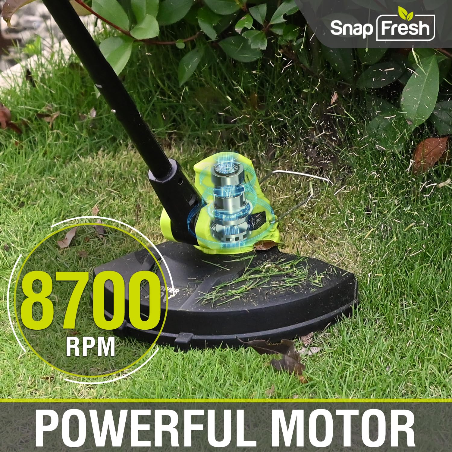SnapFresh Cordless String Trimmer, 12" Line String Trimmer, 20V Electric Lawn Trimmer with 2.0Ah Battery & Fast Charger for Adjustable Angle Cutting, Lightweight Lawn Edger for Garden Yard