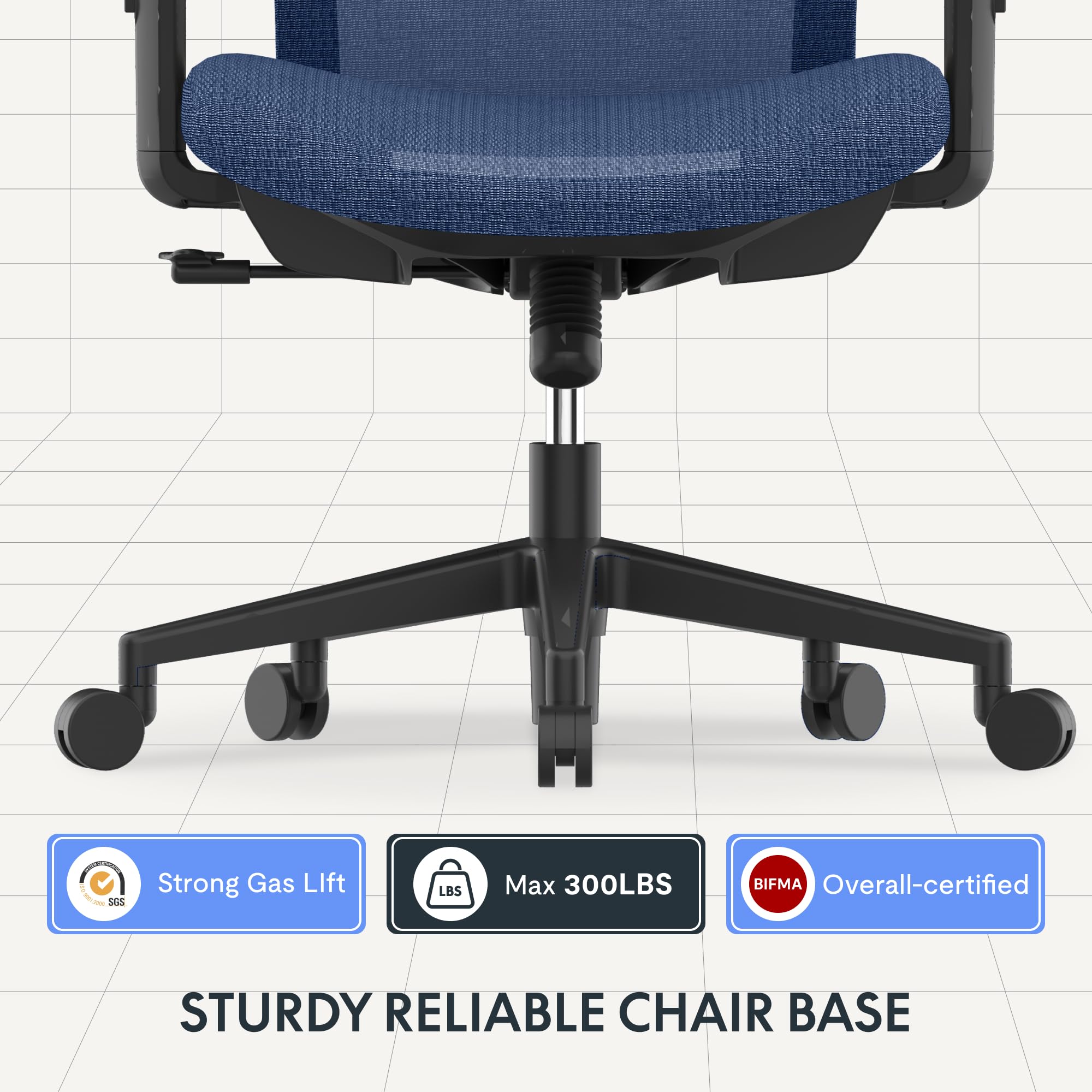 FLEXISPOT Ergonomic Office Chair Height Adjustable Computer Chair Home Office Desk Chairs with Wheels Adjustable Headrest Armrests Blue