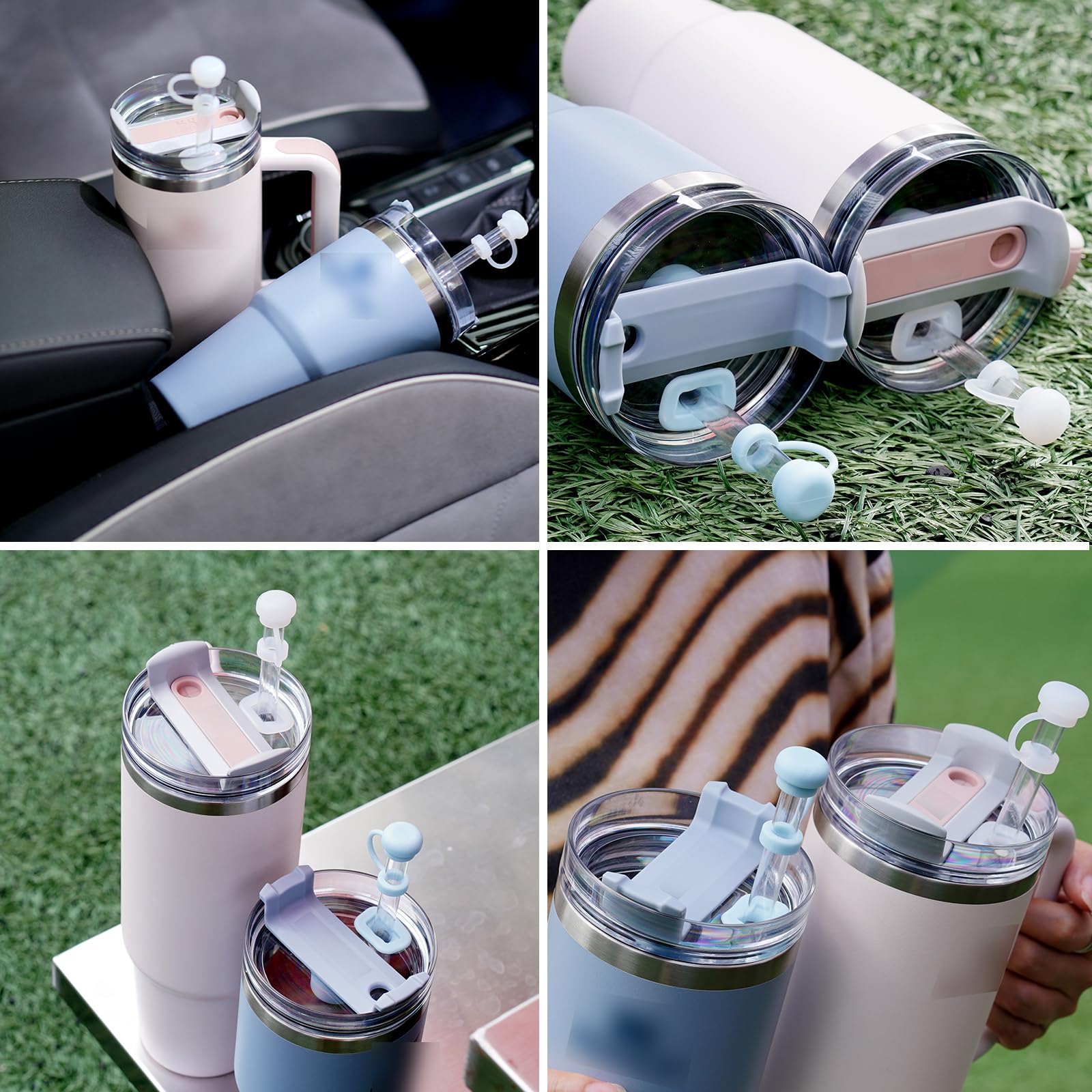 4-Pack Cowboy Straw Hats and 6-Pack Leak-Proof Stoppers for Stanley H1.0