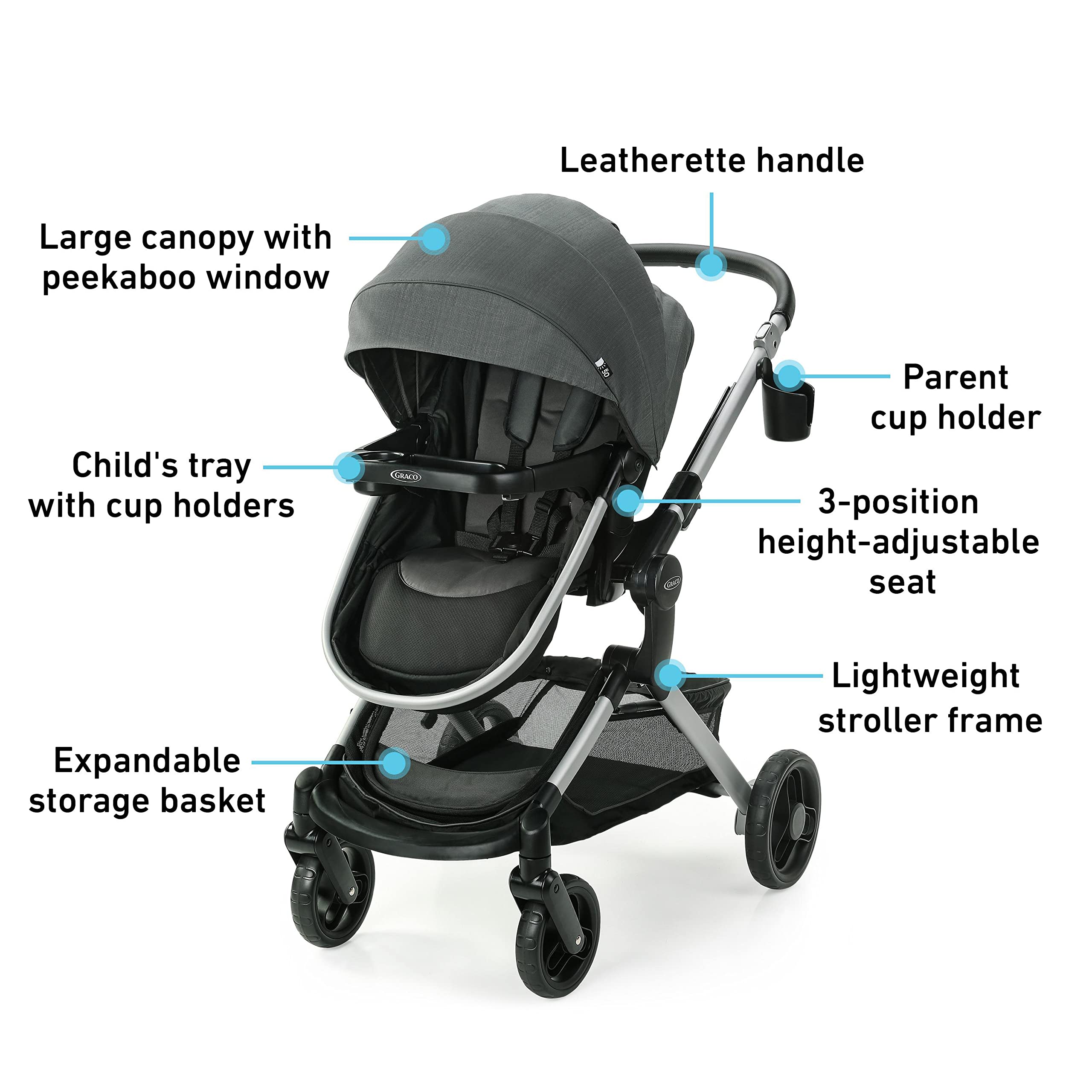 Graco Modes Nest Travel System with Adjustable Reversible Seat, Pram Mode, Lightweight Aluminum Frame, and SnugRide 35 Lite Elite Infant Car Seat, Sullivan