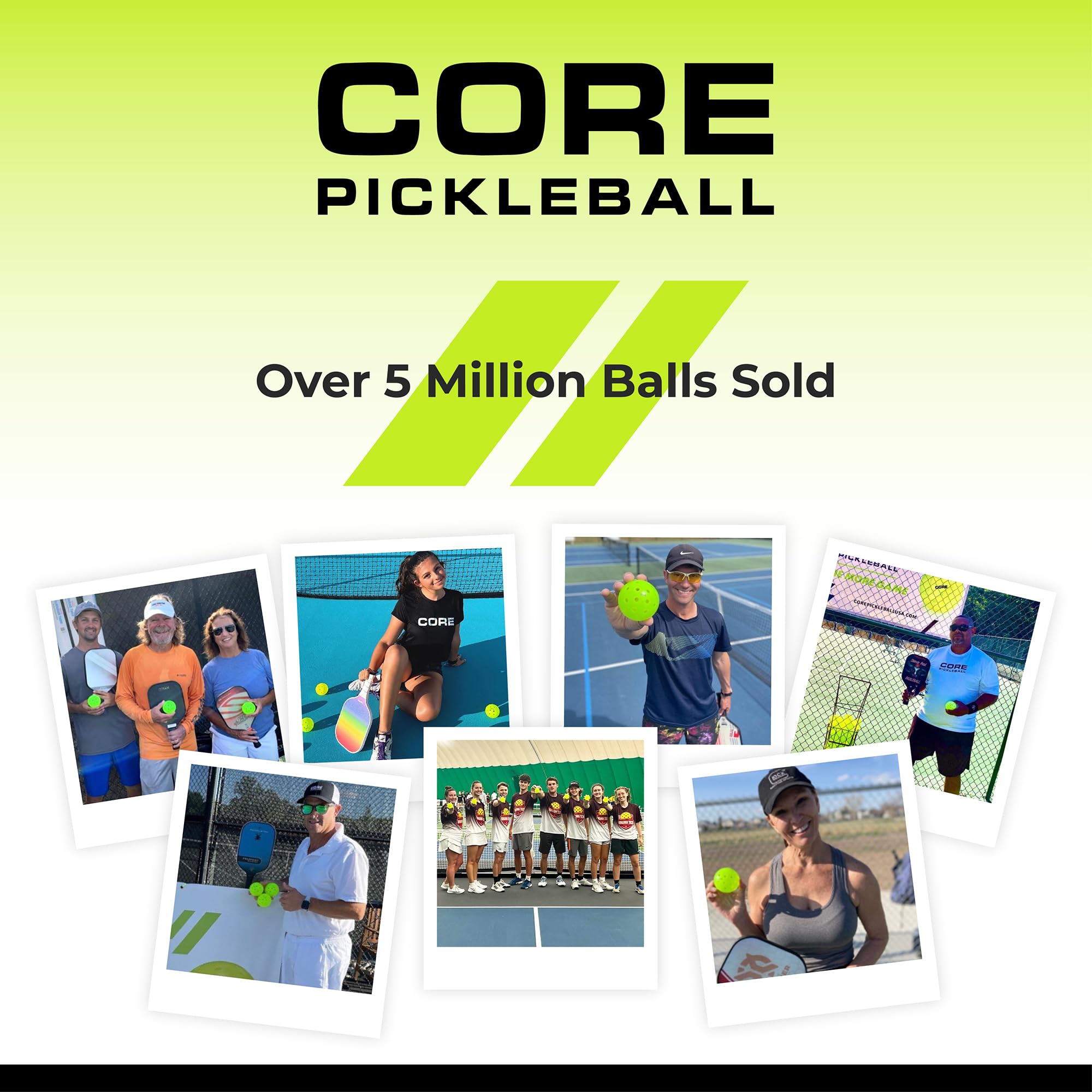 CORE Pickleball Balls for Professionals and All Levels of Play | USA Pickleball Approved Durable Outdoor Pickleball Balls with 40 Holes (12 Pack)