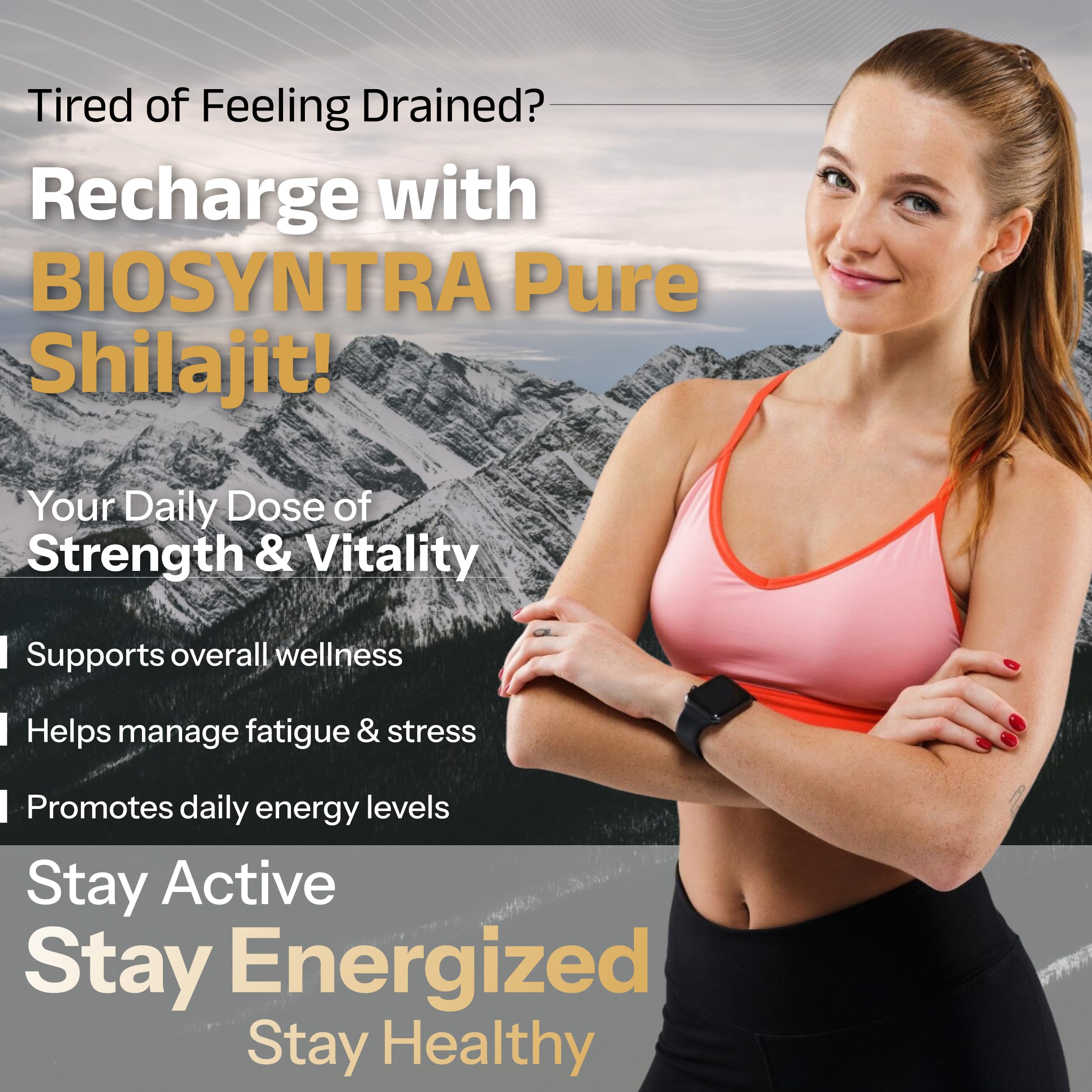 Biosyntra Pure Shilajit Resin – with Fulvic Acid & 87+ Trace Minerals exctracted from Himalaya – Natural Energy, Stamina & Vitality Supplement for Men & Women, 3rd Party Tested, Non-GMO, 1.7 oz Jar