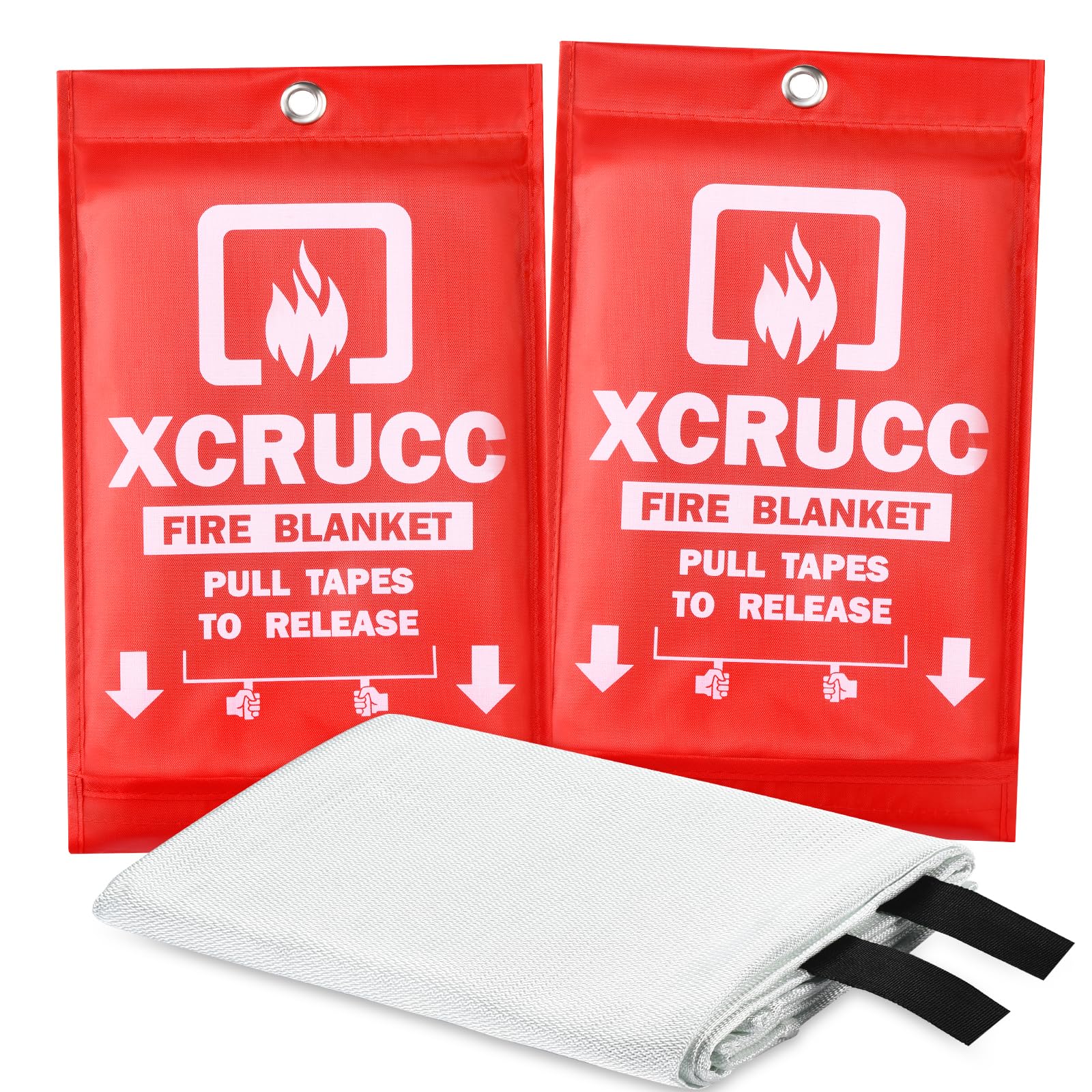 Heavy-Duty Emergency Fire Blanket - 2 Pack - Fire Suppression Blanket for Kitchen, 40” x 40” Fire Blanket for Home, Fiberglass Fire Blanket