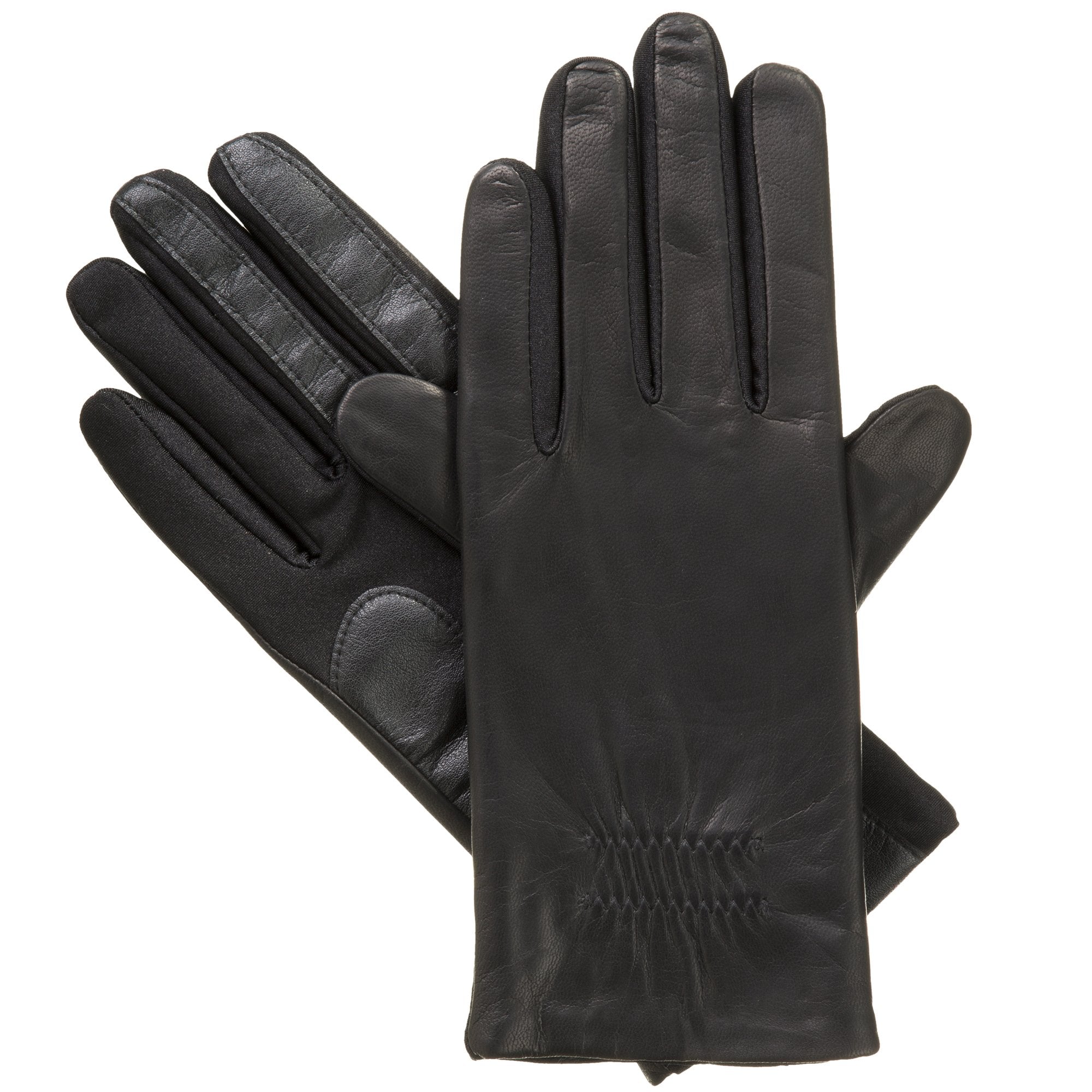 isotoner Women's Classic Stretch Leather Gloves, Black