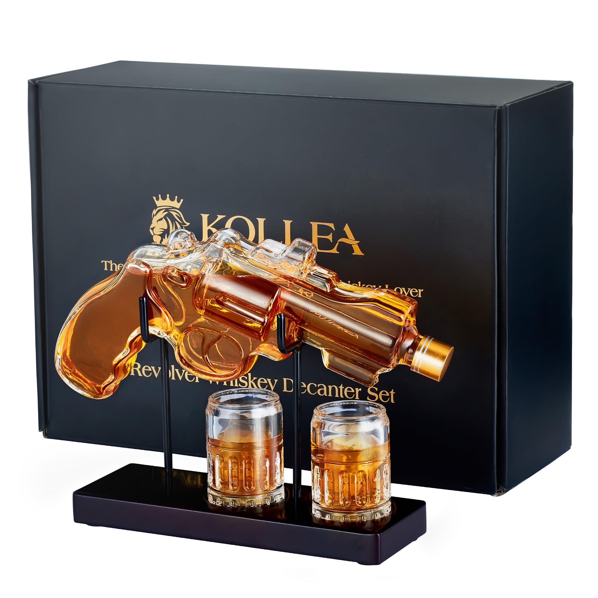 Birthday Gifts for Men Dad, Kollea Gun Whiskey Decanter Set with Shot Glass, Cool Anniversary Christmas Gift Ideas for Him Husband Brother, Funny Military Retirement Present, Home Bar Drinking Party