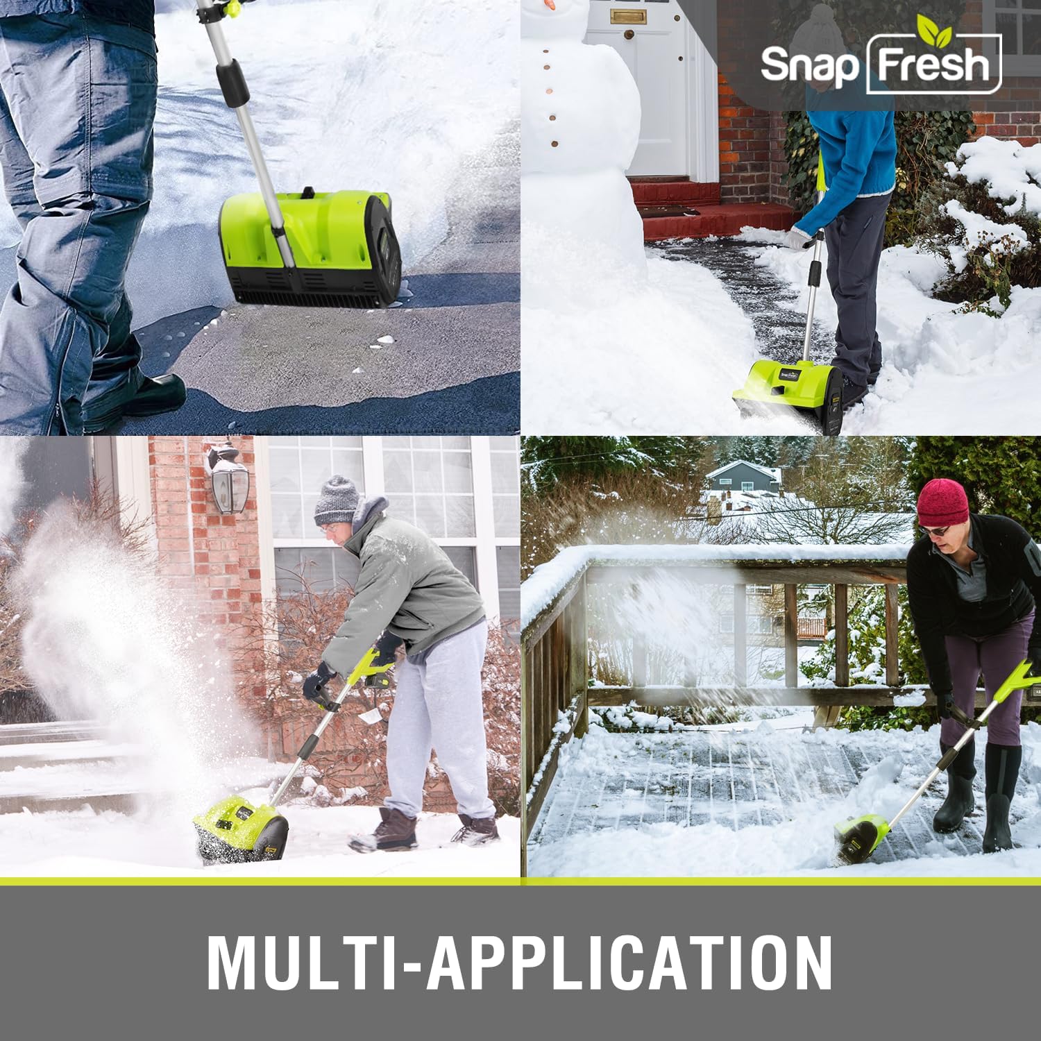 SnapFresh 20V Snow Shovel Cordless,12” Electric Snow Thrower kit,with 2 Pack 4.0Ah Batteries and Fast Charger(Green)