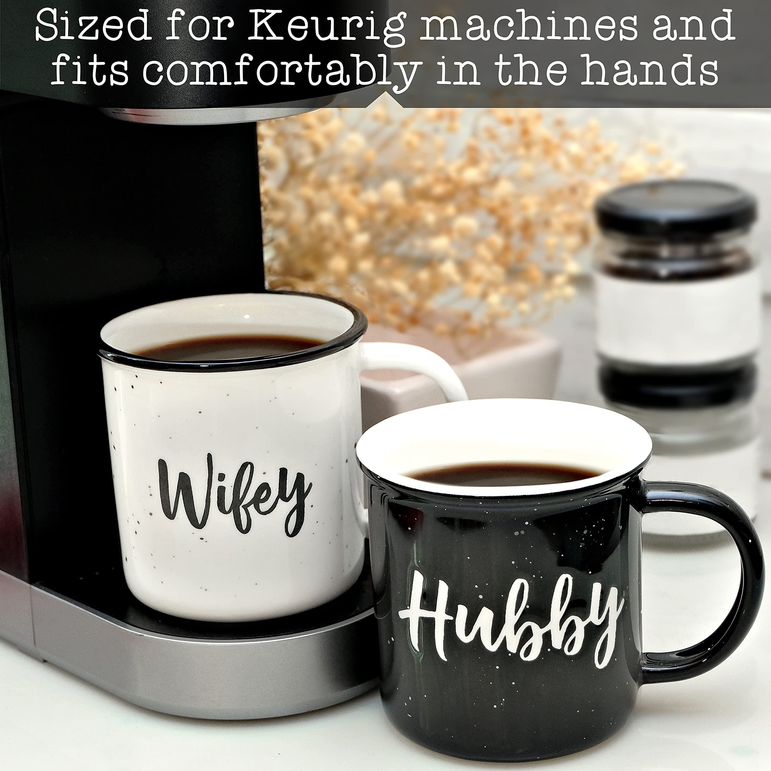 Wifey Hubby Mugs Set of 2 Coffee Mug 11 Ounce, Bride Gift, Engagement Gift, His and Hers Gift, Mr and Mrs Coffee Mug Set, Bride to Be Gift, Hubby and Wifey Mug, Mr and Mrs Cup Couples Mug