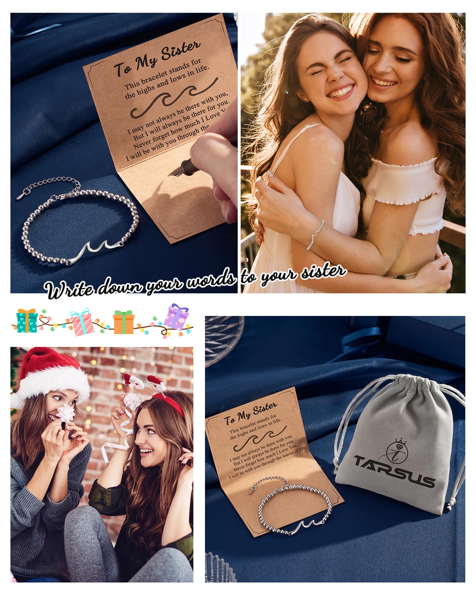Tarsus Gifts for Sister, Sister Birthday Gifts, Sisters Gifts from Sister Bracelets for Women Christmas Gifts
