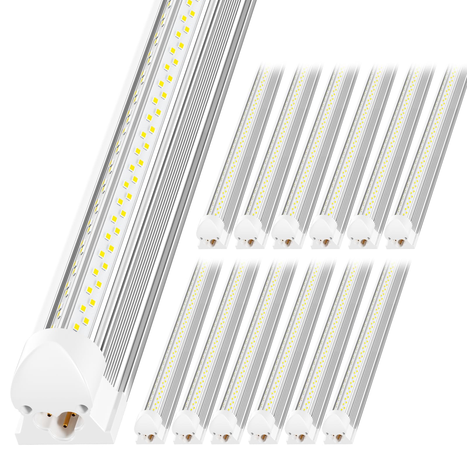 ONLYLUX LED Shop Light 4FT, 6000K 50W 7500LM, Linkable Utility Ceiling Light Fixture, 4 Foot T8 Integrated LED Tube Lights, V Shape High Output, Linkable with On/Off Switch (12 Pack)