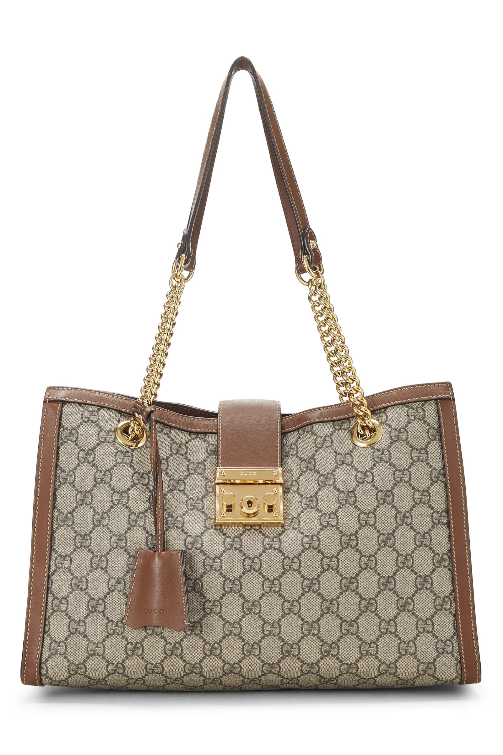 Gucci, Pre-Loved Brown GG Supreme Canvas Padlock Tote Medium, Brown