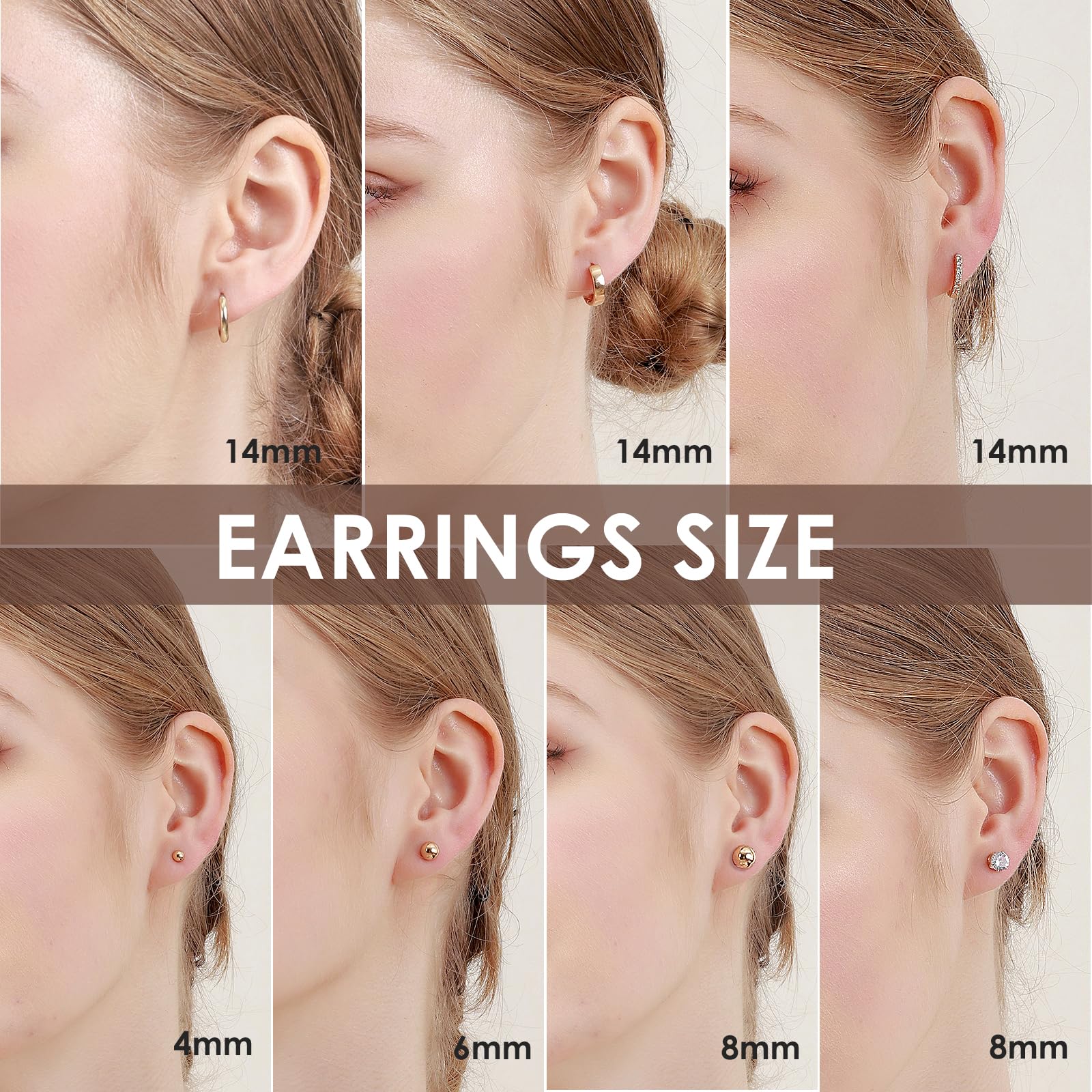 Earring Sets for Multiple Piercing, Gold Studs Earrings for Women Flat Back Stud Earrings Huggie Hoop Earrings Set Hypoallergenic 14K Gold Plated Earrings Lightweight Small Cubic Zirconia Gold Ball Cartilage Studs Earrings for Women Girls Men