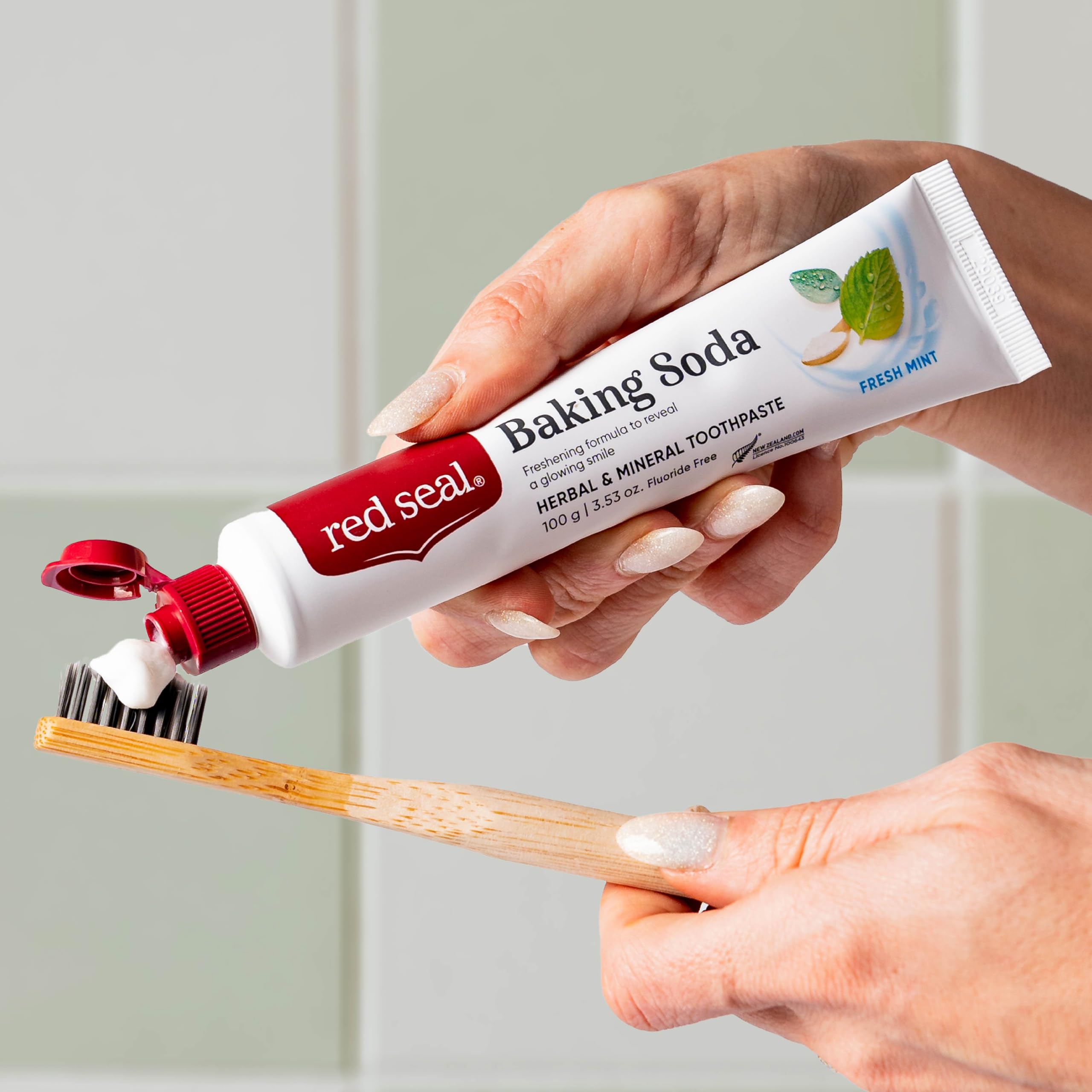 Red Seal Fluoride Free Toothpaste - Baking Soda - Herbal & Mineral Formula, Vegan-Friendly, Cruelty-Free, SLS and Paraben-Free, No Artificial Flavors, NATRUE Certified Natural, Dry Mouth Relief