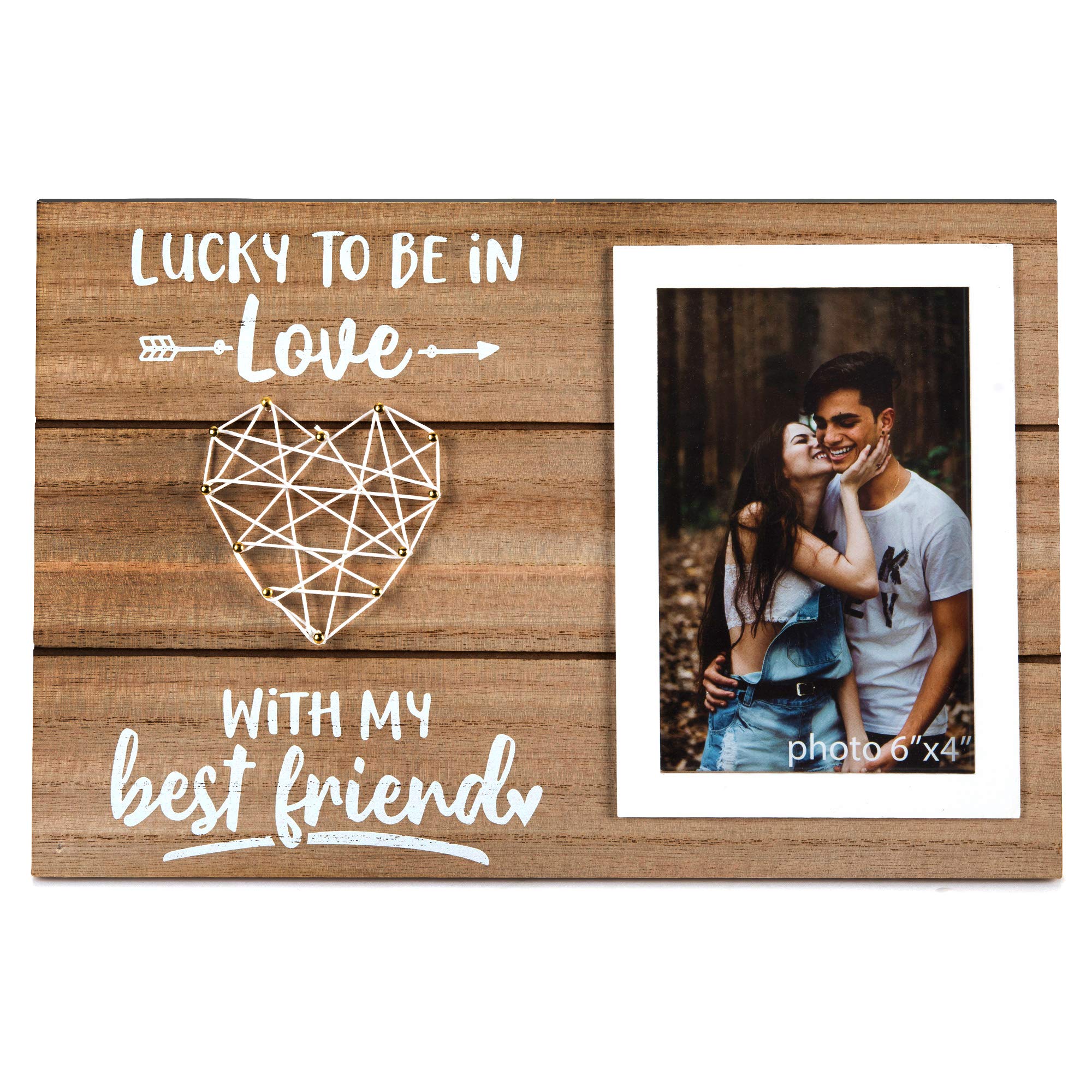 Christmas Gifts for Boyfriend, Girlfriend - Anniversary, Birthday, Romantic Couples Gift - Couple, Husband, Wife, Fiance Picture Frame Gifts For Him or Her - Lucky To Be In Love - 4x6 Inches Photo