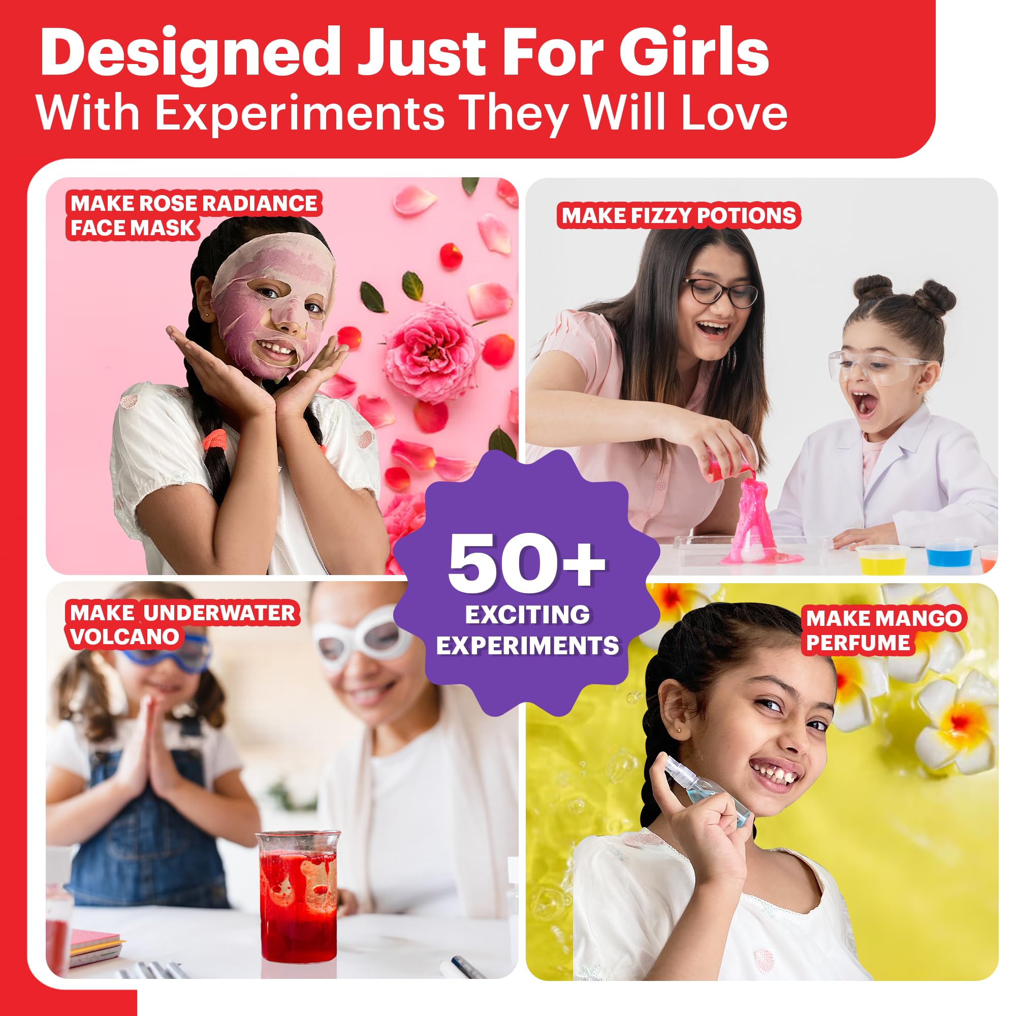 Doctor Jupiter Girls’ First Science Kit for Kids Ages 4-5-6-7-8-9-10-11-12 | Birthday Gift Ideas for 4+ Year Old Girls | STEM Learning & Educational Toys | 50+ Experiments Starter Science Series