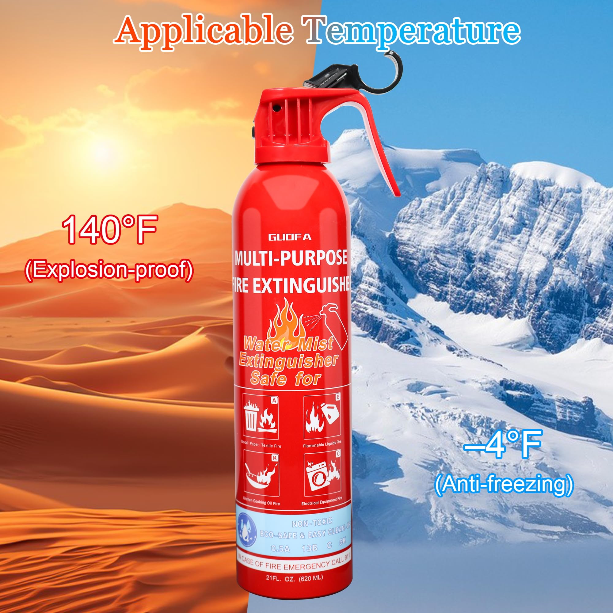 Fire Extinguisher for Home, 6 Pack Vehicle Fire Extinguishers with Mount, Portable Fire Extinguisher Effective on A, B, C, K Fires, Water-Based Extinguisher for Car Boat Office Truck Kitchen Garage