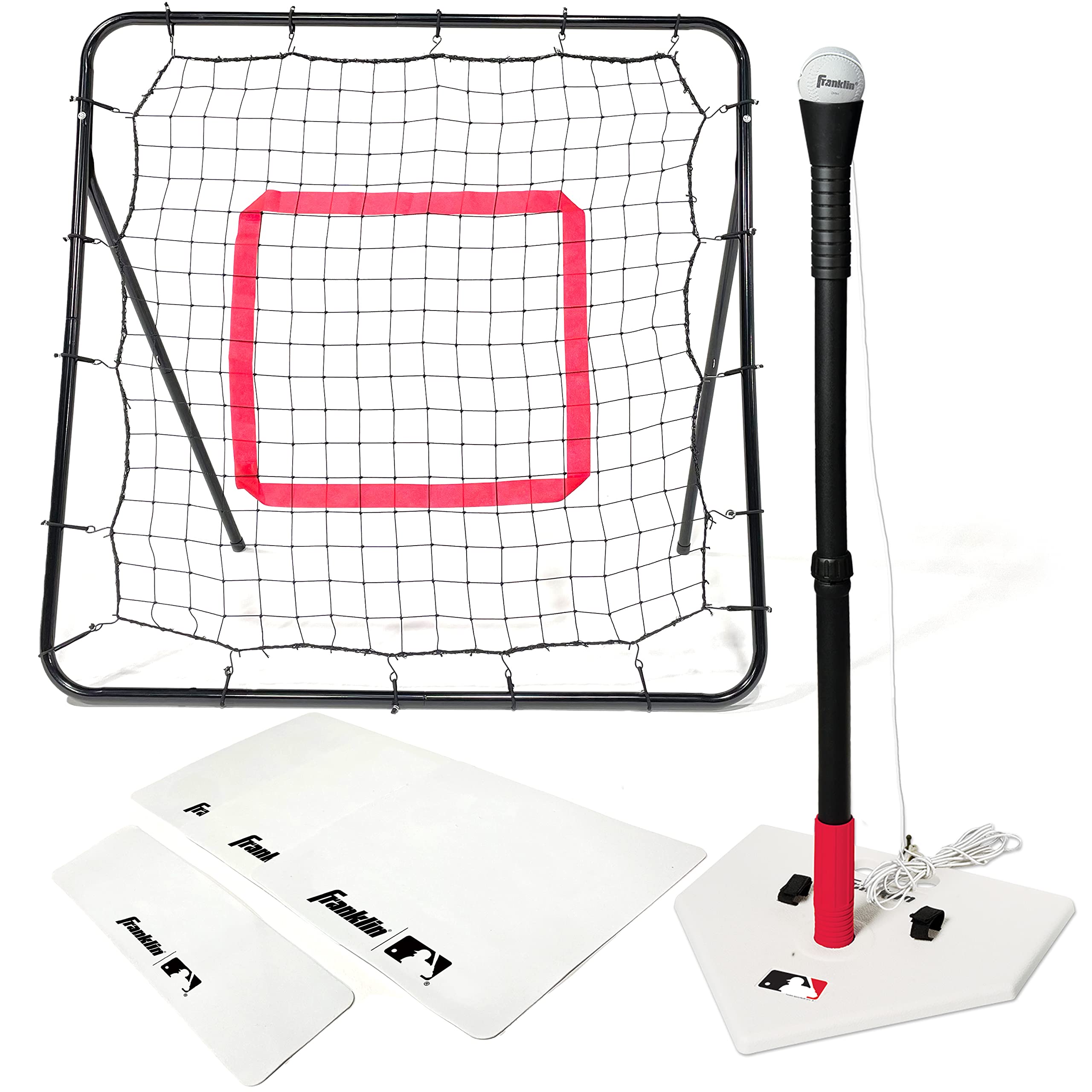 MLB Teeball Starter Set - Youth Baseball and Tball Tee, Baseball and Bases with Rebounder Net - Full Beginner