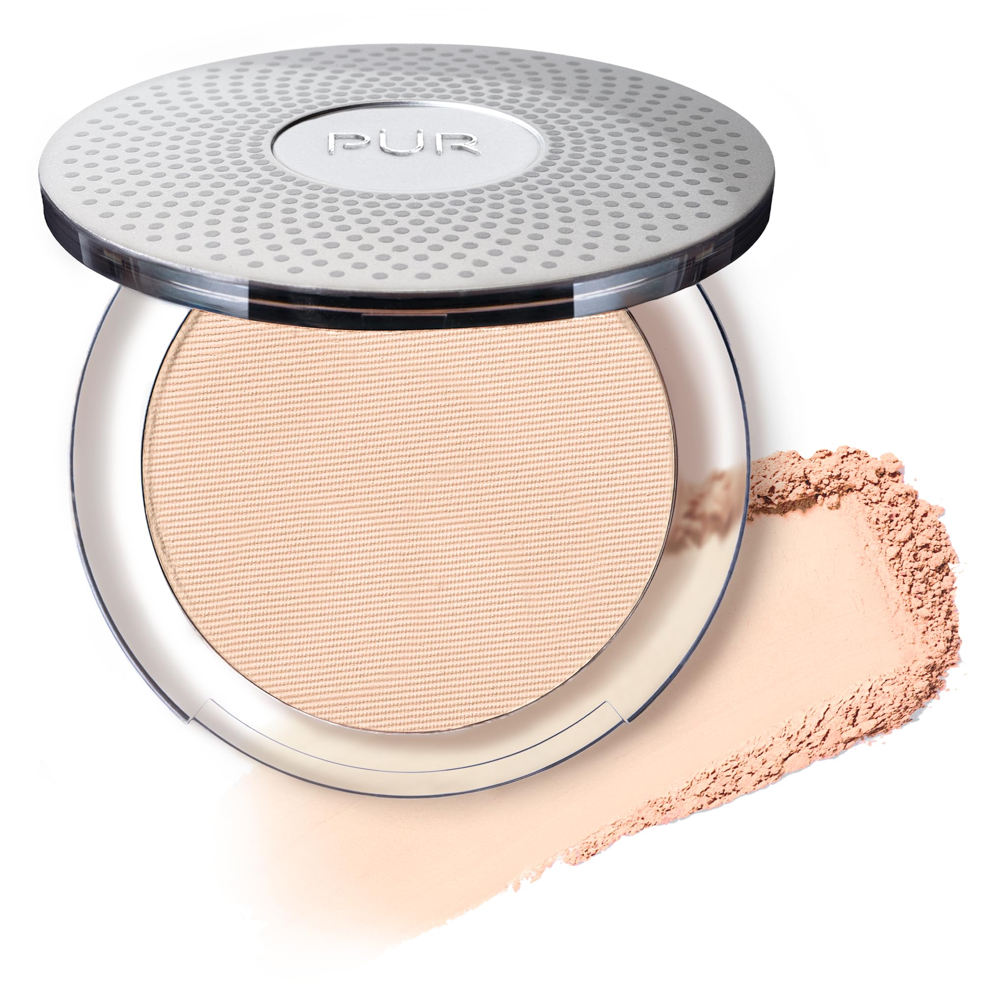 PUR Beauty 4-in-1 Pressed Mineral Makeup Powder Foundation with SPF 15 - Concealer & Finishing Compact Pressed Powder for Face - Buildable Medium to Full Coverage Foundation Powder (Porcelain)