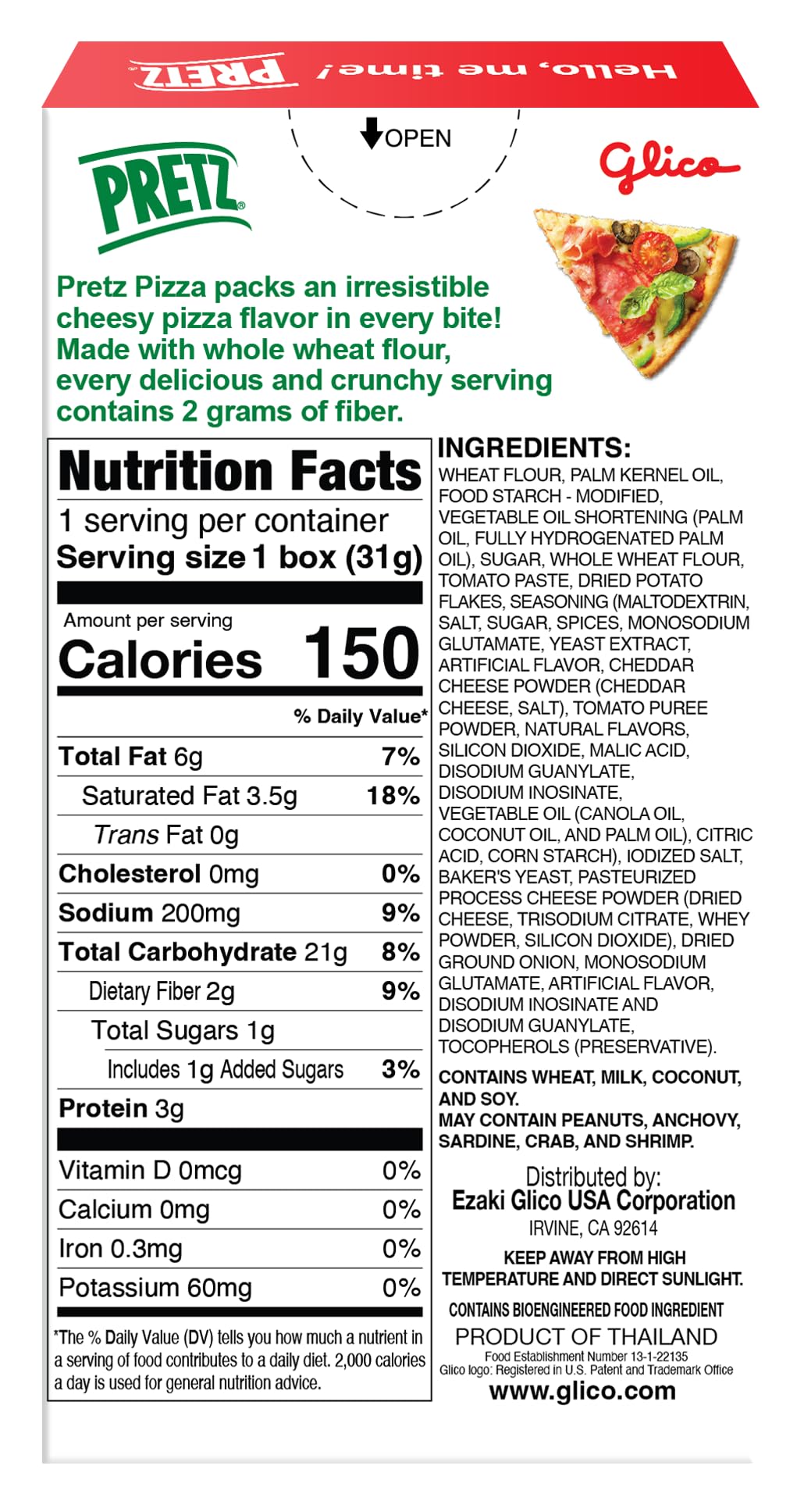 Glico Pretz Biscuit Stick, Pizza Flavored, 1.09 Ounce (Pack of 10)