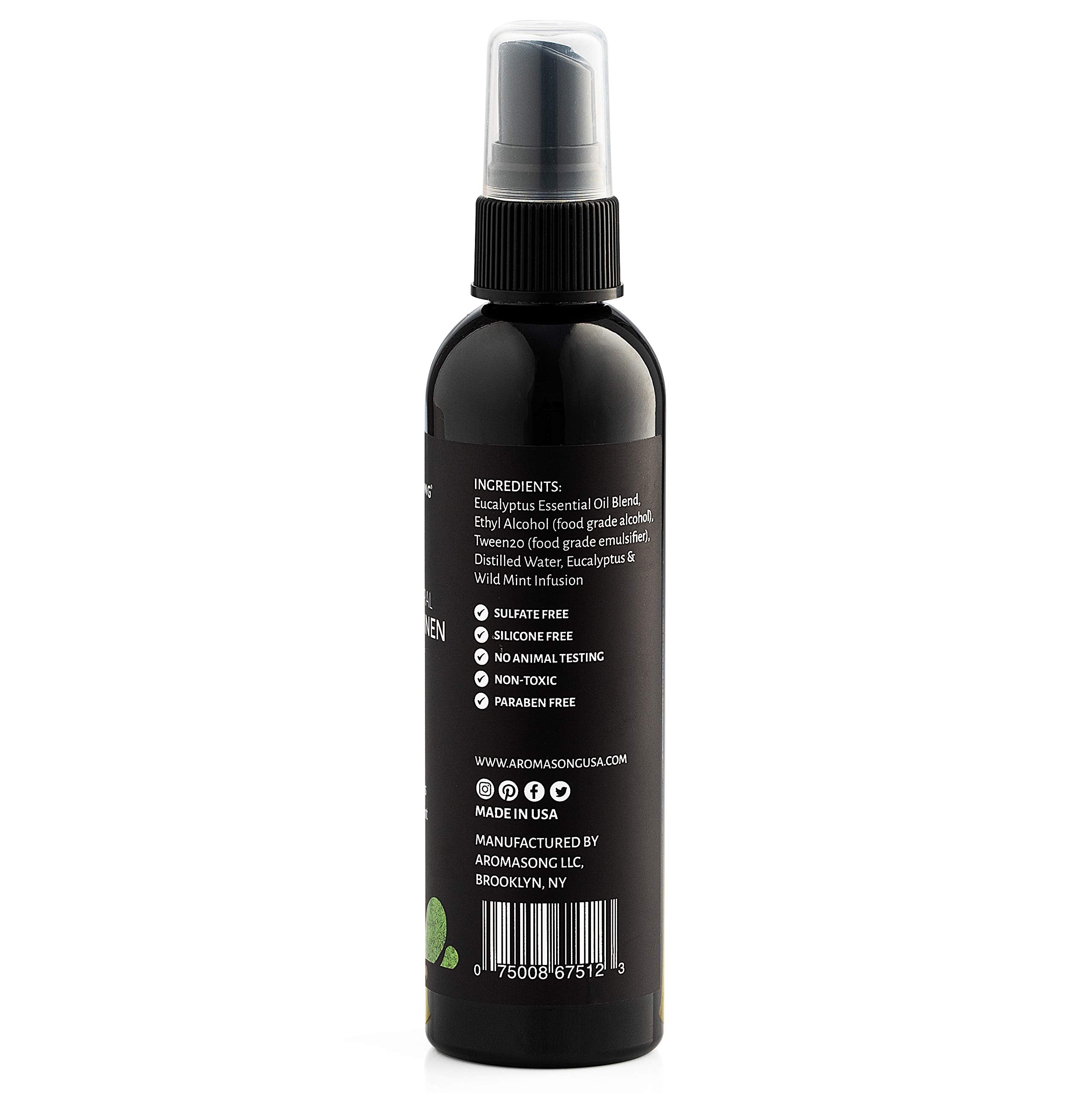 Aromasong Eucalyptus & Wild Mint Linen and Room Spray, Natural Aromatic Mist, Relax Your Body & Mind, Perfect as a Bathroom Spray Air Freshener Pillow Mist