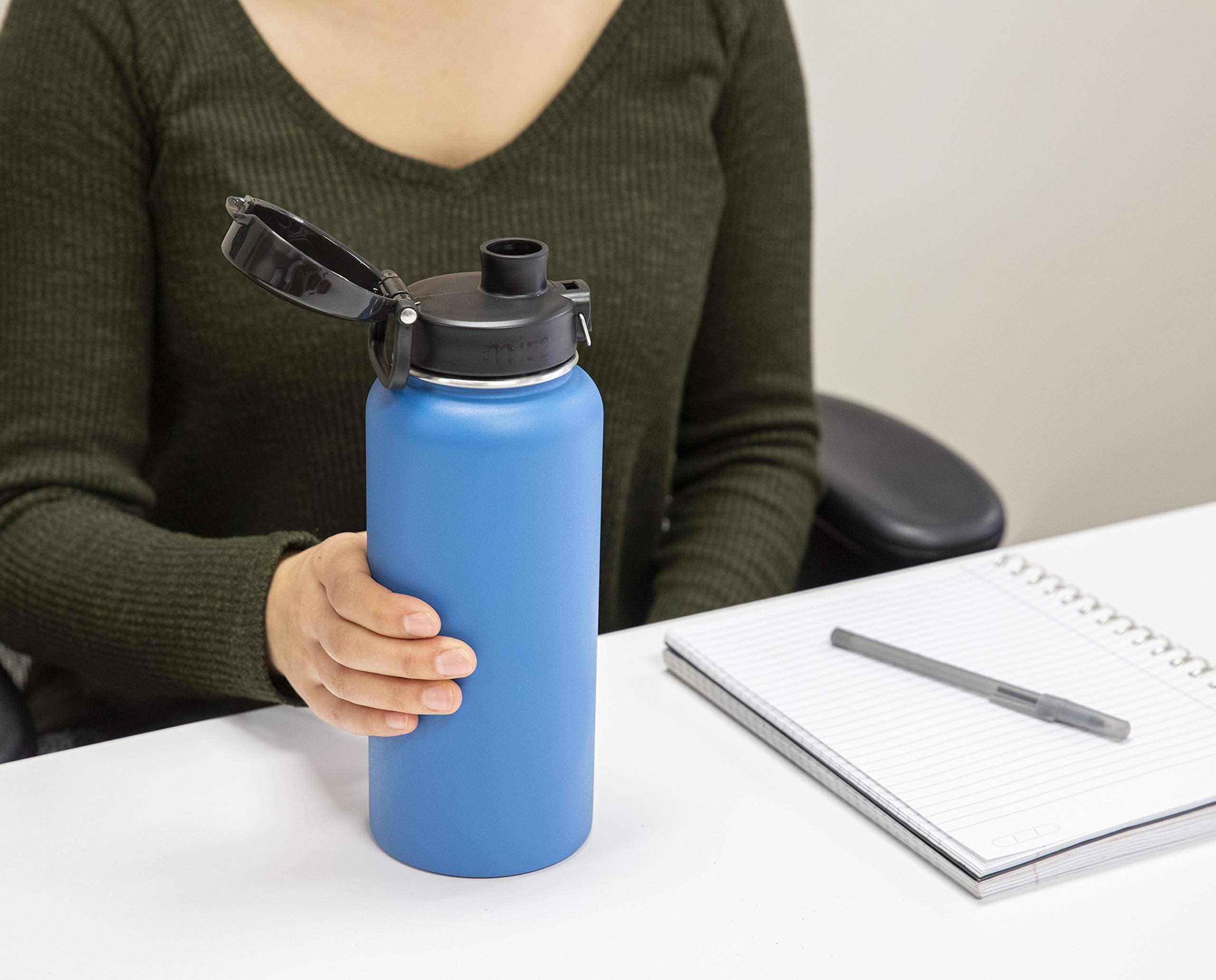 MIRA Stainless Steel Water Bottle - Hydro Vacuum Insulated Metal Thermo Flask Keeps Cold for 24 Hours, Hot for 12 Hours - BPA-Free One Touch Spout Lid Cap - 24 oz, Space Blue