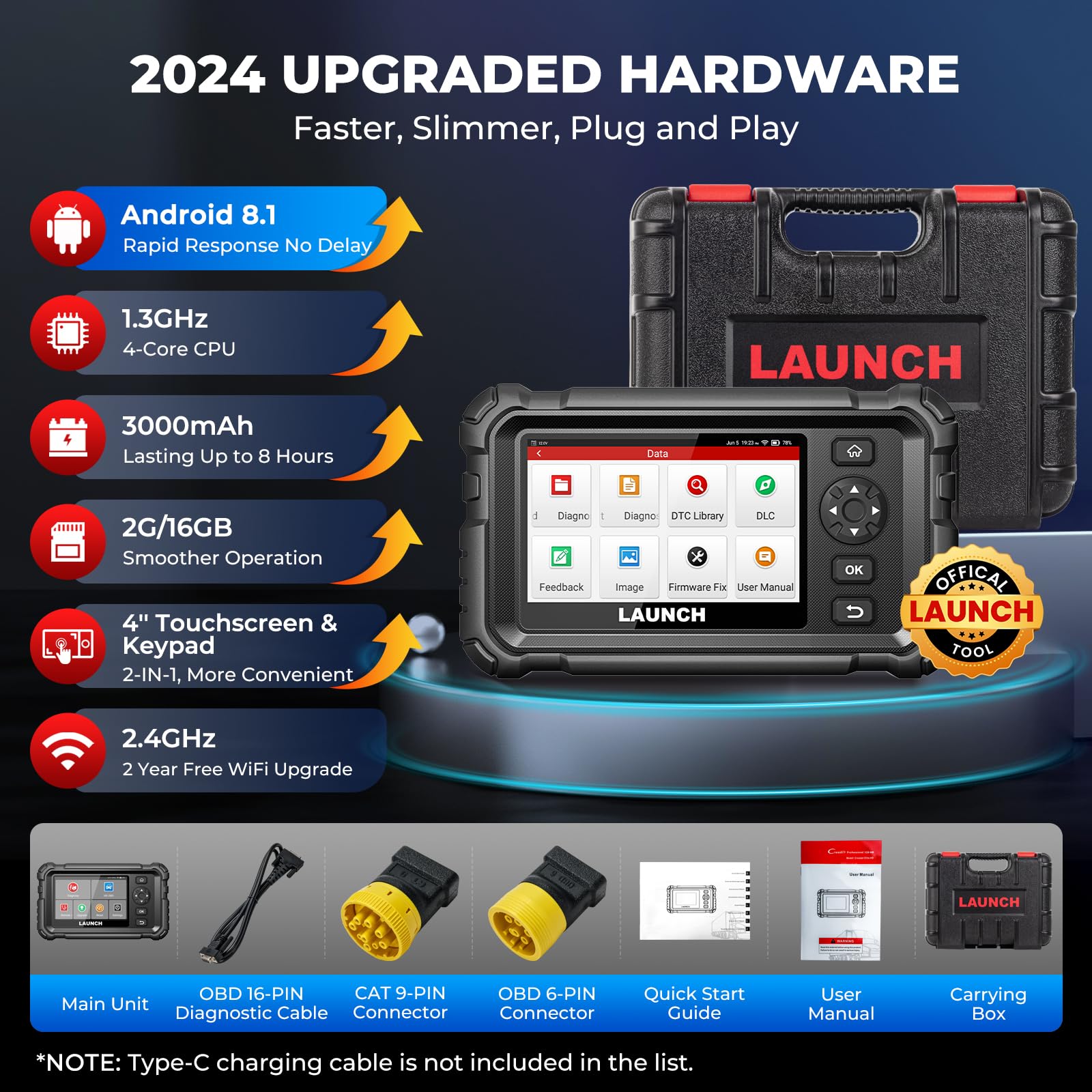 LAUNCH CRP129 HD Heavy Duty Truck Scanner, 2024 Full System Diesel Diagnostic Scan Tool Code Reader, 7 Resets with Oil Reset DPF Regen for Cummins, Detroit, Caterpillar, Paccar & More, 2 Years Update