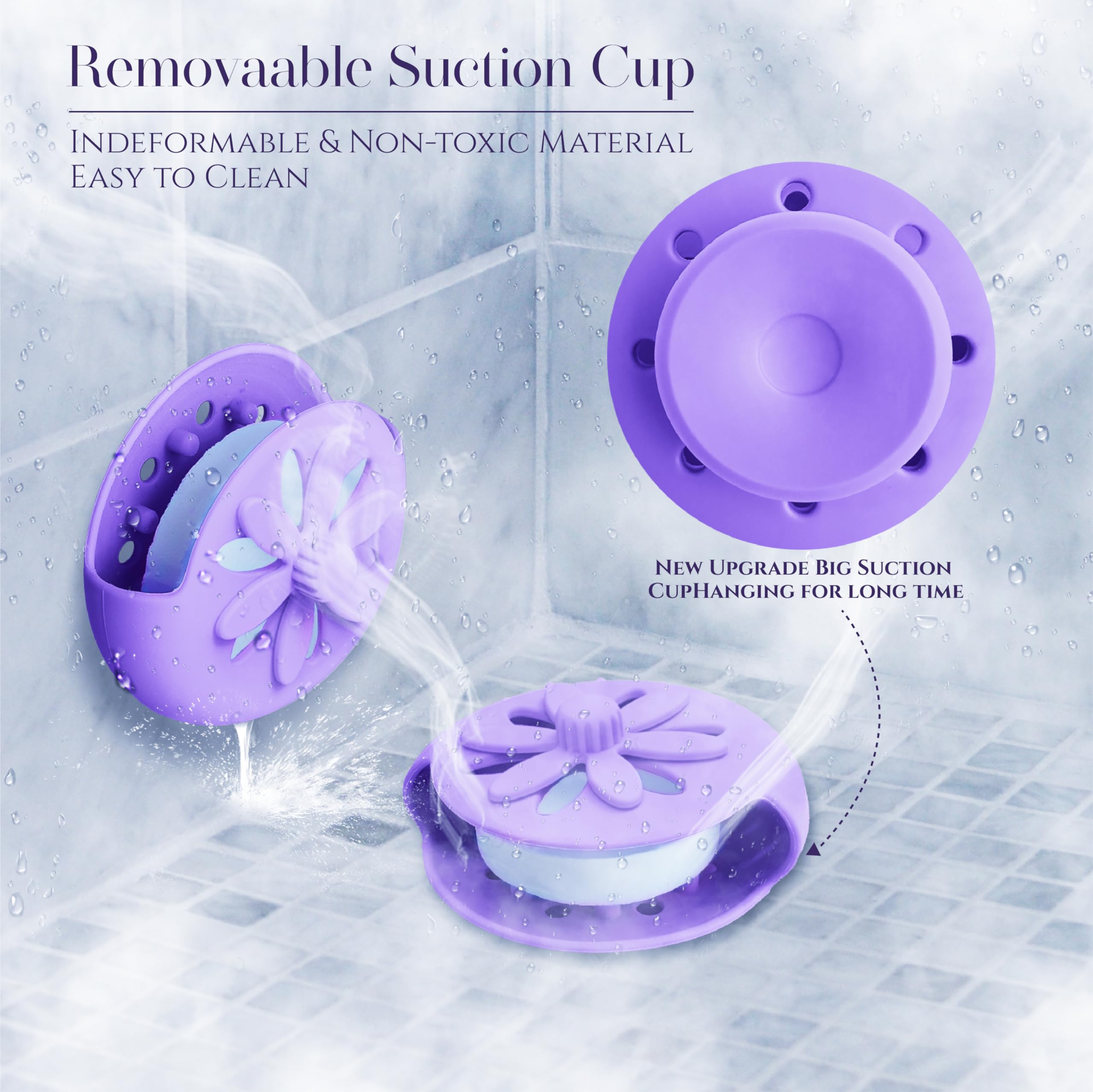 Purple Shower Steamers Tray, Big Suction Cup Shower Steamer Tablet Holder Dish for Long Lasting Use, Flake Bath Bombs Container, Adornment Household Supply Car Decoration Yoga Decor