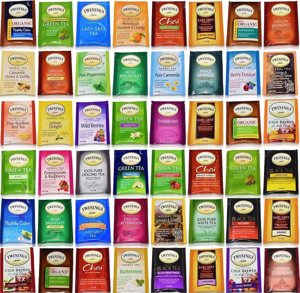 BLUE RIBBON Twinings Tea Bags Sampler Assortment Variety Pack Gift Box - 48 Count - Perfect Variety - English Breakfast, Green, Black, Herbal, Chai Tea and more